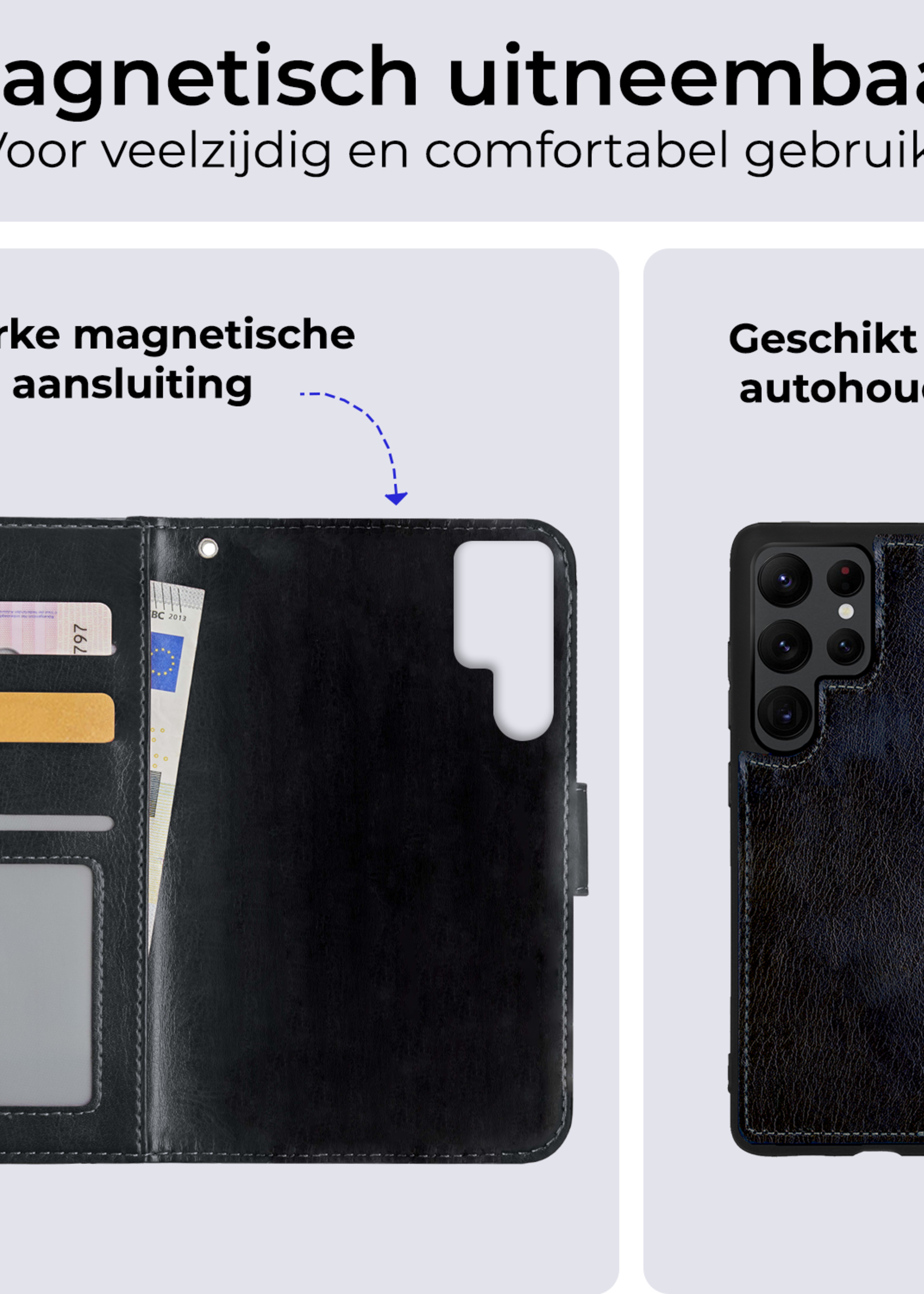 BTH Hoesje Geschikt voor <model> Hoesje Book Case Uitneembare 2-in-1 Hoes Met Screenprotector - Hoes Geschikt voor <model2> Hoes Wallet Case Pashouder Hoesje - <color>