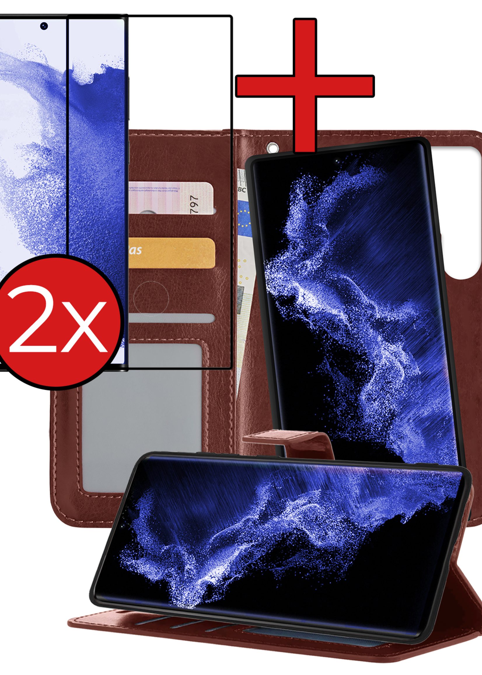BTH Hoesje Geschikt voor <model> Hoesje Book Case Uitneembare 2-in-1 Hoes Met 2x Screenprotector - Hoes Geschikt voor <model2> Hoes Wallet Case Pashouder Hoesje - <color>