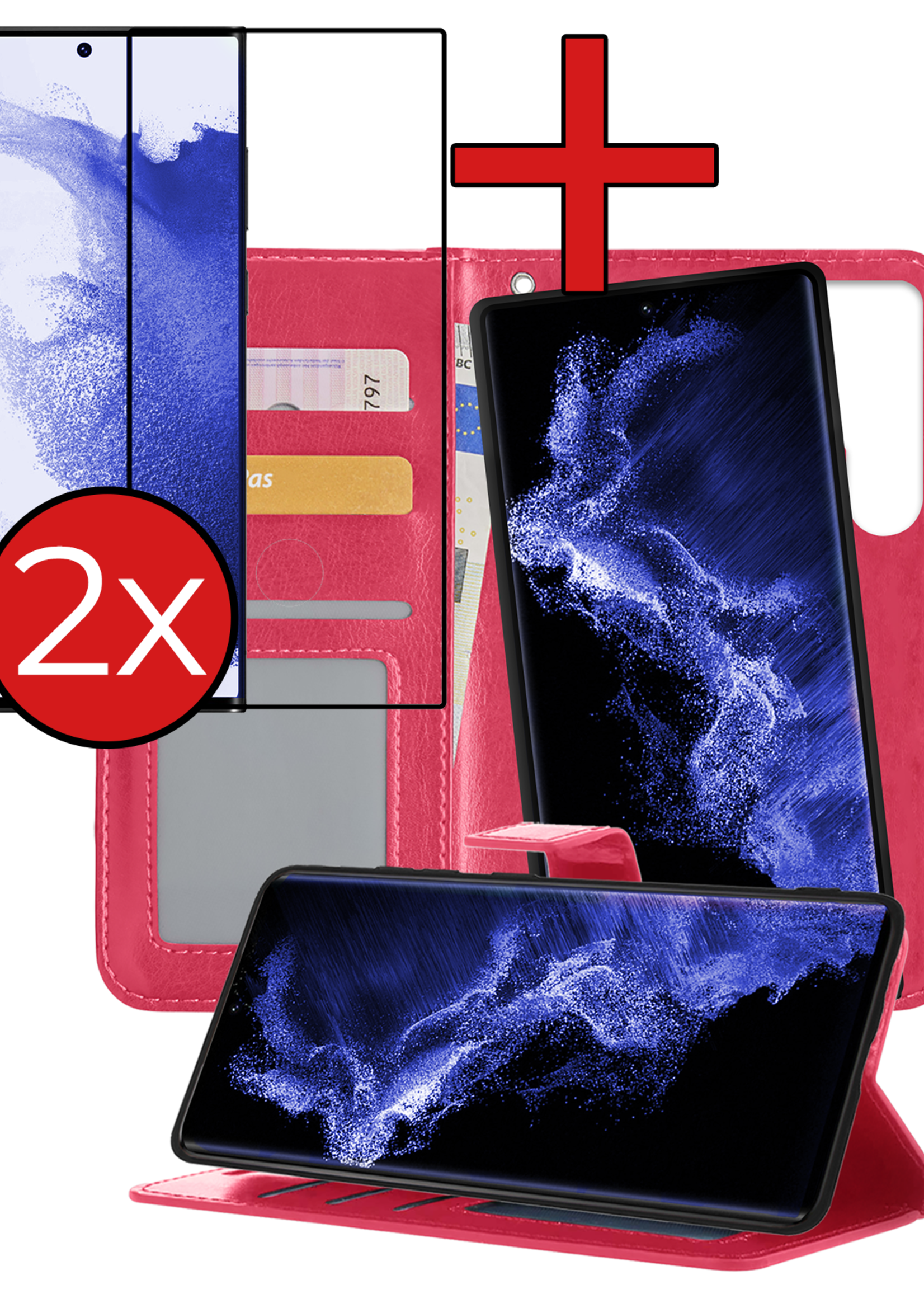 BTH Hoesje Geschikt voor <model> Hoesje Book Case Uitneembare 2-in-1 Hoes Met 2x Screenprotector - Hoes Geschikt voor <model2> Hoes Wallet Case Pashouder Hoesje - <color>