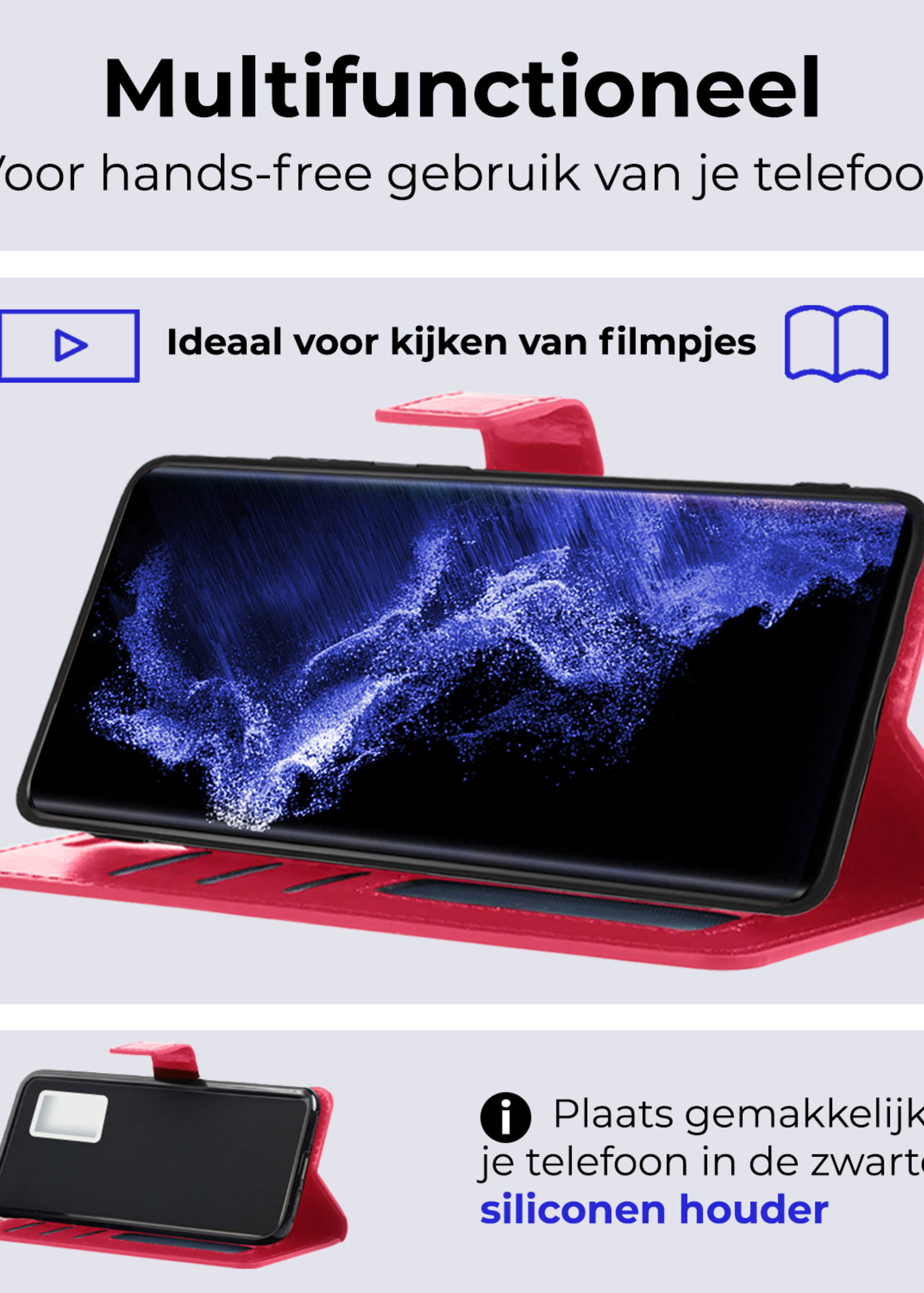 BTH Hoesje Geschikt voor <model> Hoesje Book Case Uitneembare 2-in-1 Hoes Met 2x Screenprotector - Hoes Geschikt voor <model2> Hoes Wallet Case Pashouder Hoesje - <color>