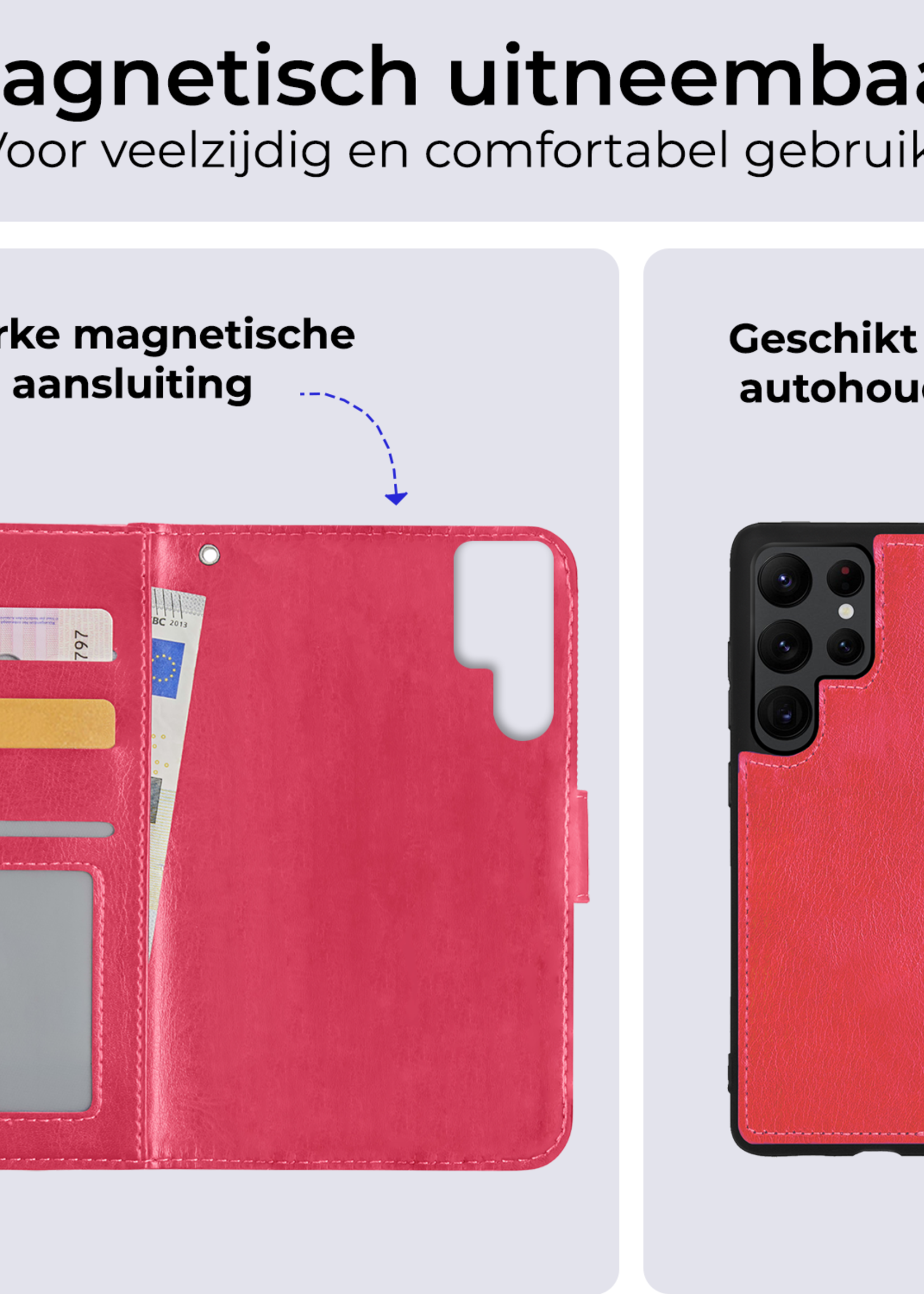 BTH Hoesje Geschikt voor <model> Hoesje Book Case Uitneembare 2-in-1 Hoes Met 2x Screenprotector - Hoes Geschikt voor <model2> Hoes Wallet Case Pashouder Hoesje - <color>