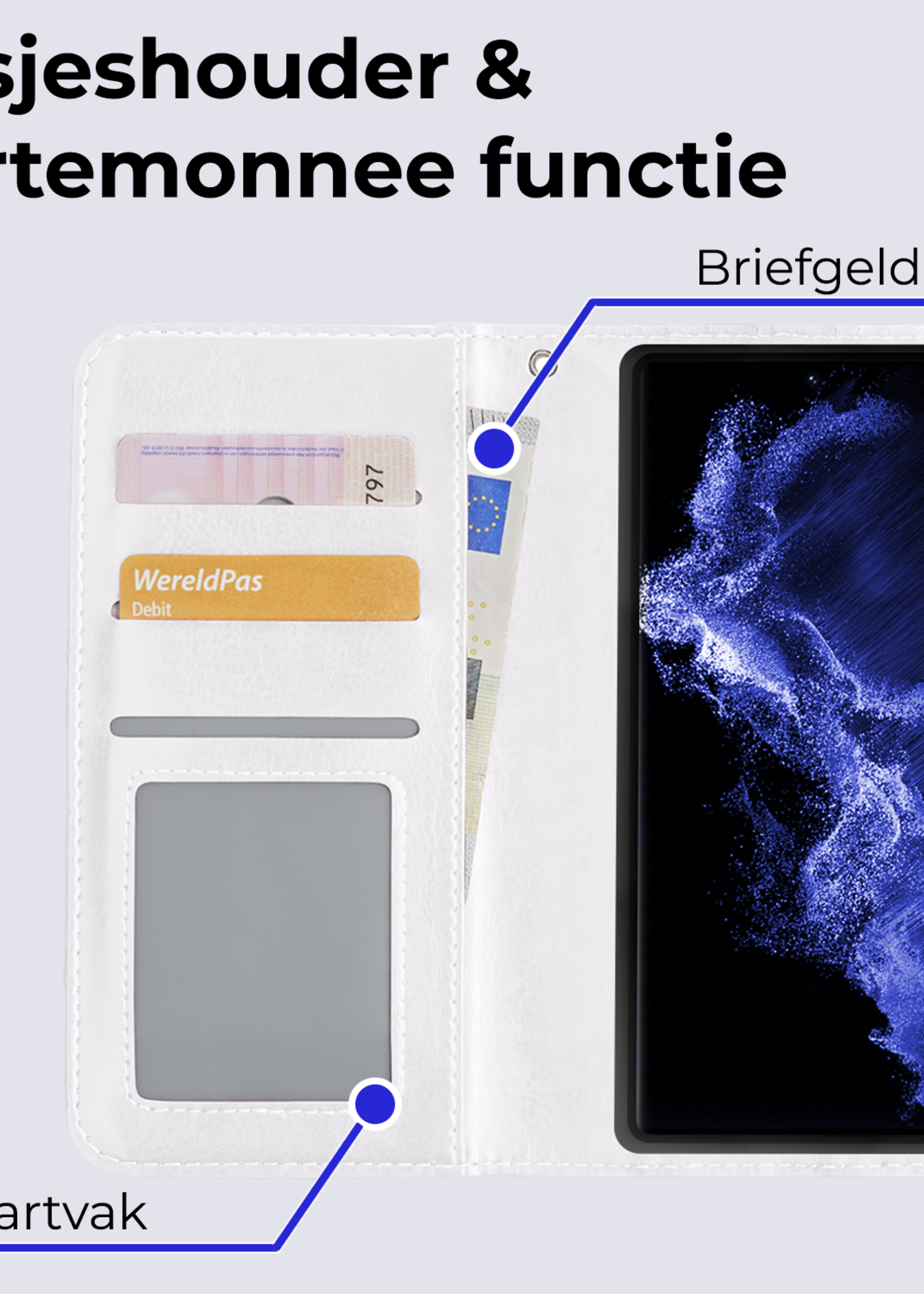 BTH Hoesje Geschikt voor <model> Hoesje Book Case Uitneembare 2-in-1 Hoes Met 2x Screenprotector - Hoes Geschikt voor <model2> Hoes Wallet Case Pashouder Hoesje - <color>