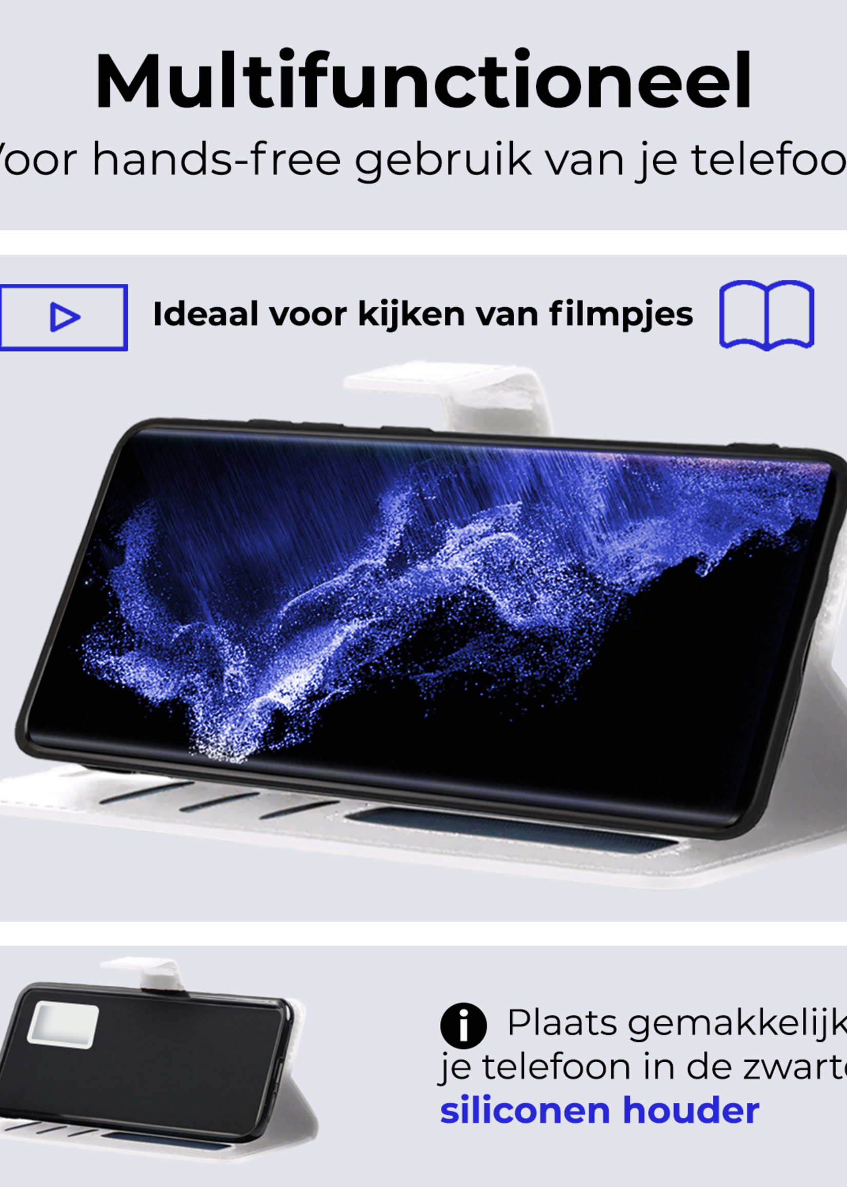BTH Hoesje Geschikt voor <model> Hoesje Book Case Uitneembare 2-in-1 Hoes Met 2x Screenprotector - Hoes Geschikt voor <model2> Hoes Wallet Case Pashouder Hoesje - <color>