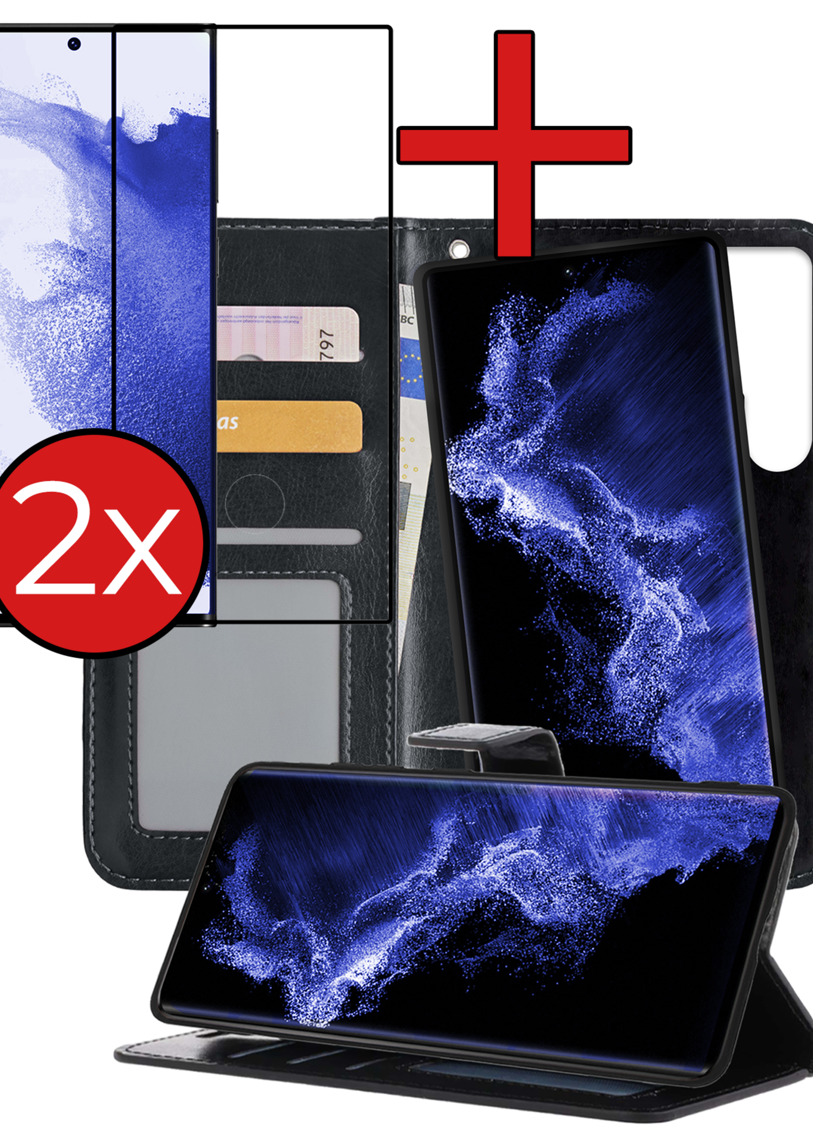 BTH Hoesje Geschikt voor <model> Hoesje Book Case Uitneembare 2-in-1 Hoes Met 2x Screenprotector - Hoes Geschikt voor <model2> Hoes Wallet Case Pashouder Hoesje - <color>