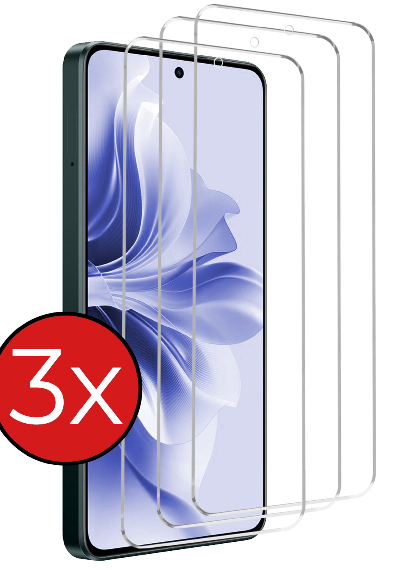 BTH Screenprotector Geschikt voor Oppo Reno11 F Screenprotector Glas Gehard Tempered Glass - Screenprotector Geschikt voor Oppo Reno11 F Screen Protector Screen Cover - 3 PACK