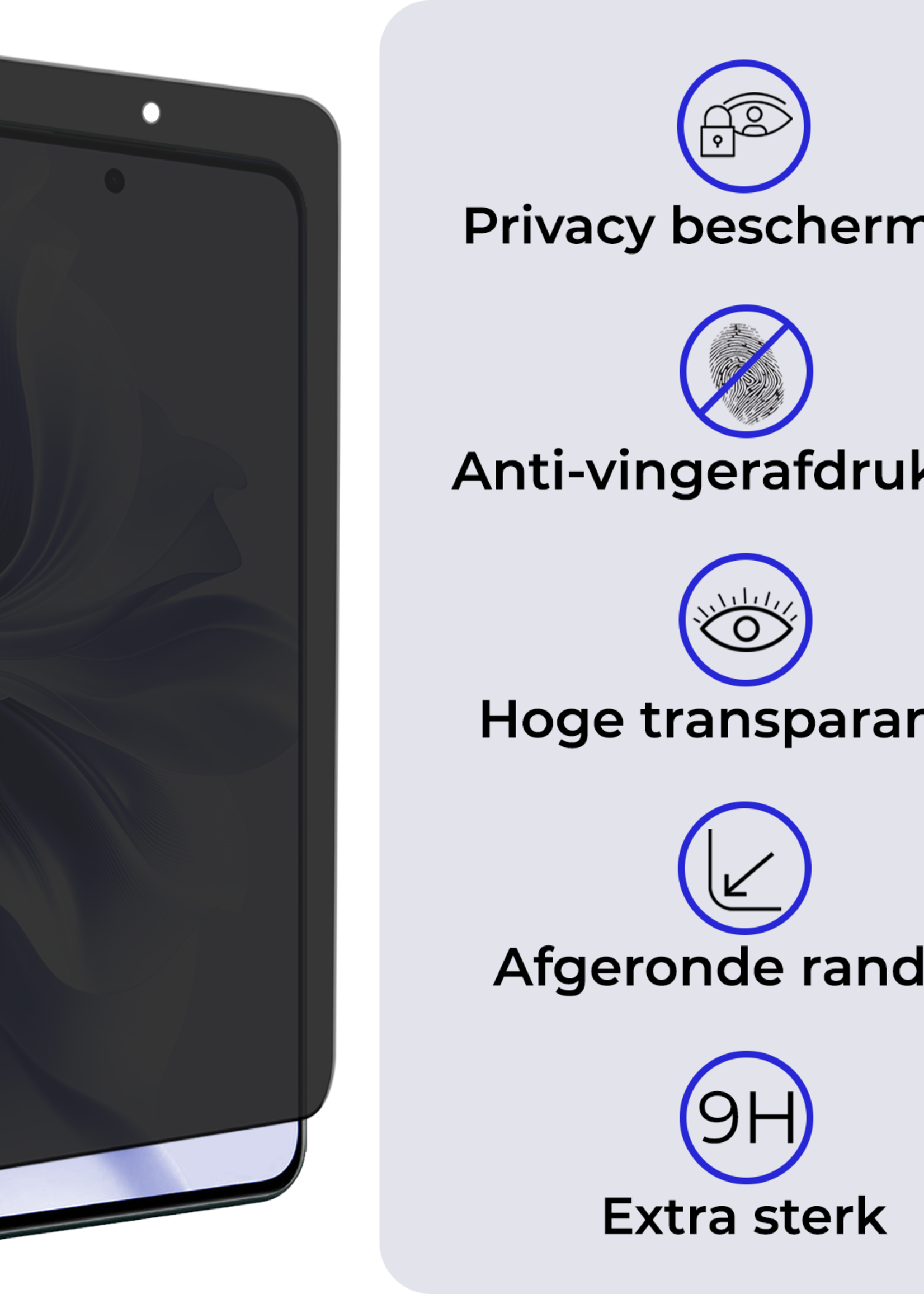 BTH Screenprotector Geschikt voor Oppo Reno11 F Screenprotector Privacy Glas Gehard Full Cover - Screenprotector Geschikt voor Oppo Reno11 F Screenprotector Privacy Tempered Glass