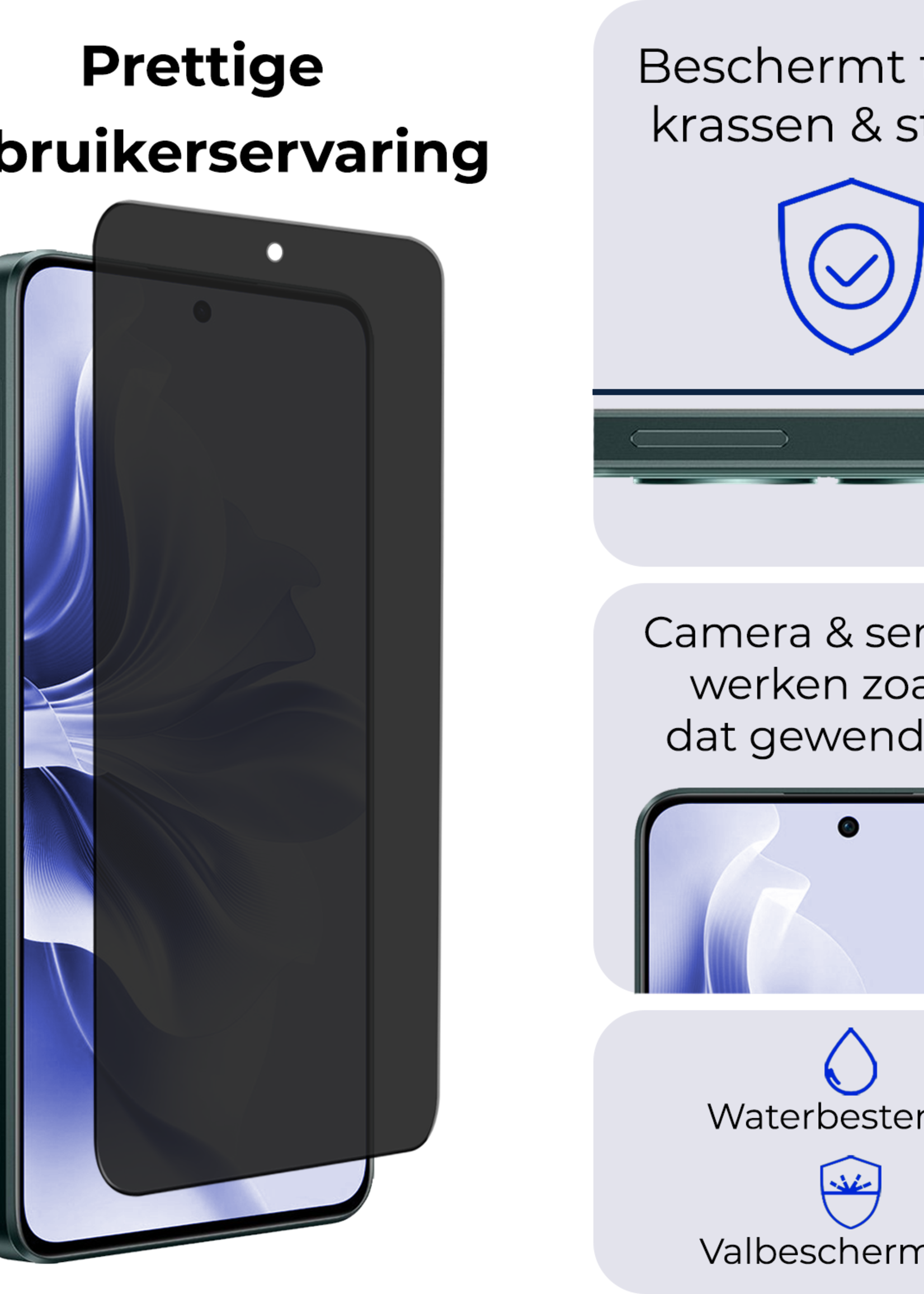 BTH Screenprotector Geschikt voor Oppo Reno11 F Screenprotector Privacy Glas Gehard Full Cover - Screenprotector Geschikt voor Oppo Reno11 F Screenprotector Privacy Tempered Glass