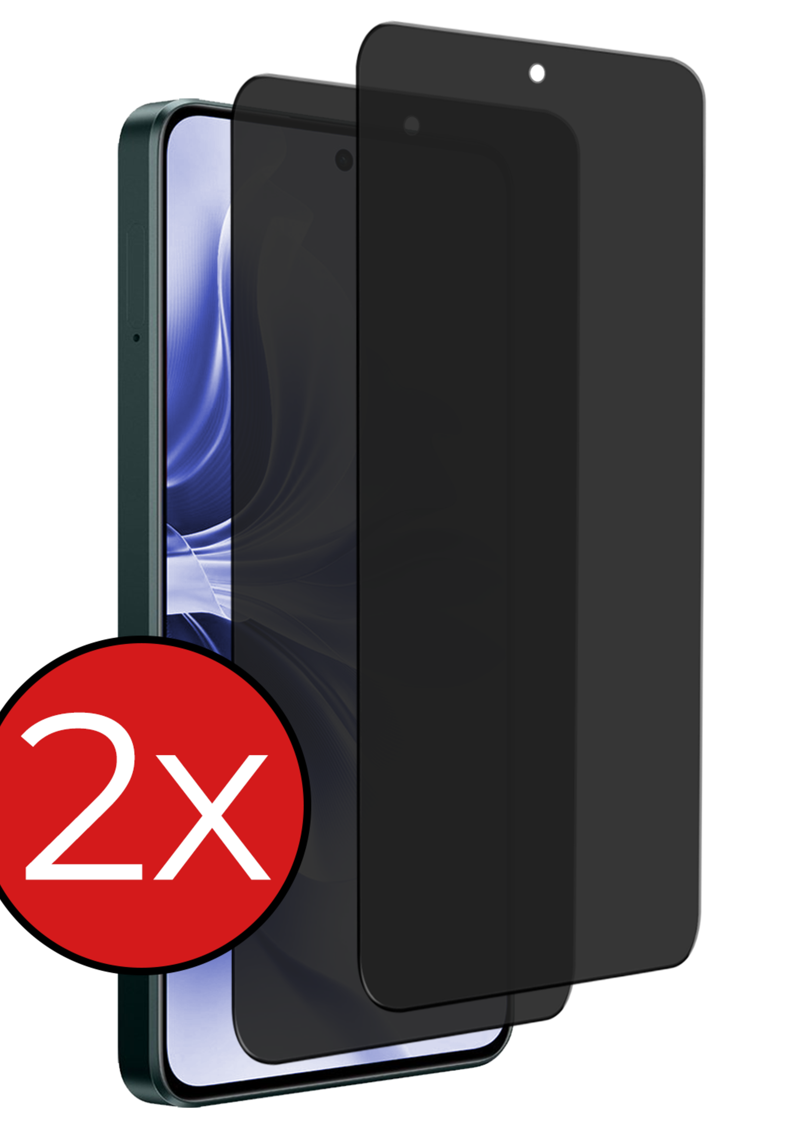 BTH Screenprotector Geschikt voor Oppo Reno11 F Screenprotector Privacy Glas Gehard Full Cover - Screenprotector Geschikt voor Oppo Reno11 F Screenprotector Privacy Tempered Glass - 2 PACK