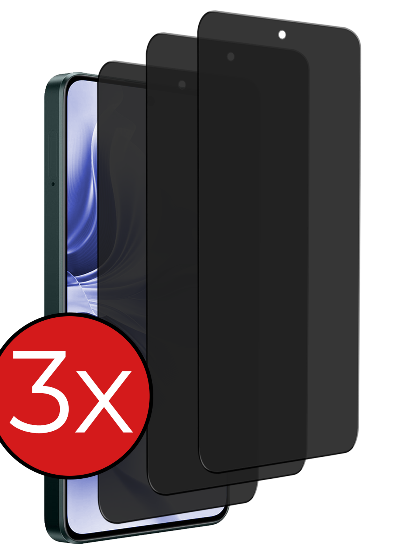 BTH Screenprotector Geschikt voor Oppo Reno11 F Screenprotector Privacy Glas Gehard Full Cover - Screenprotector Geschikt voor Oppo Reno11 F Screenprotector Privacy Tempered Glass - 3 PACK