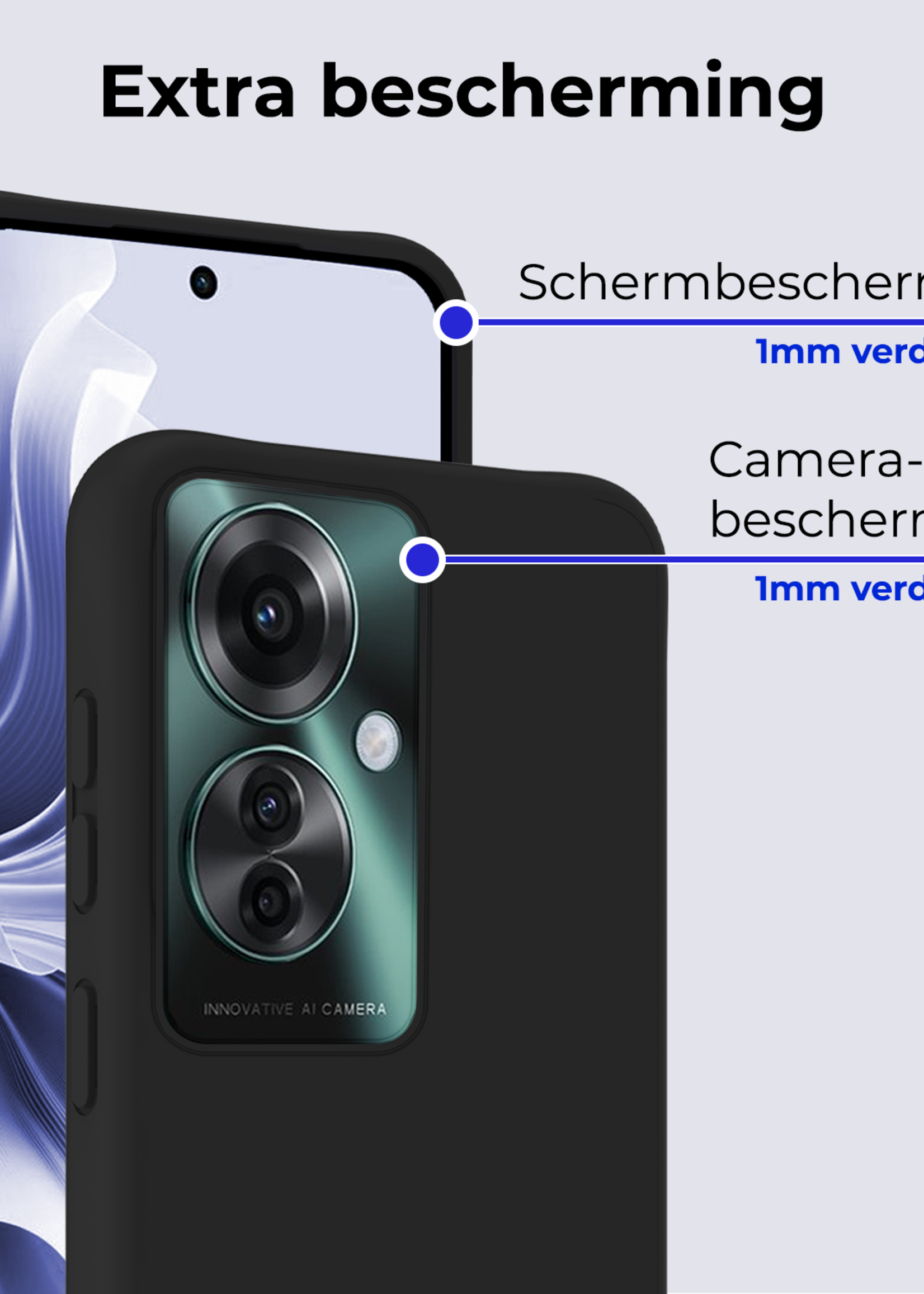 BTH Hoesje Geschikt voor Oppo Reno11 F Hoesje Siliconen Case Hoes - Hoes Geschikt voor Oppo Reno11 F Hoes Cover Case - Zwart