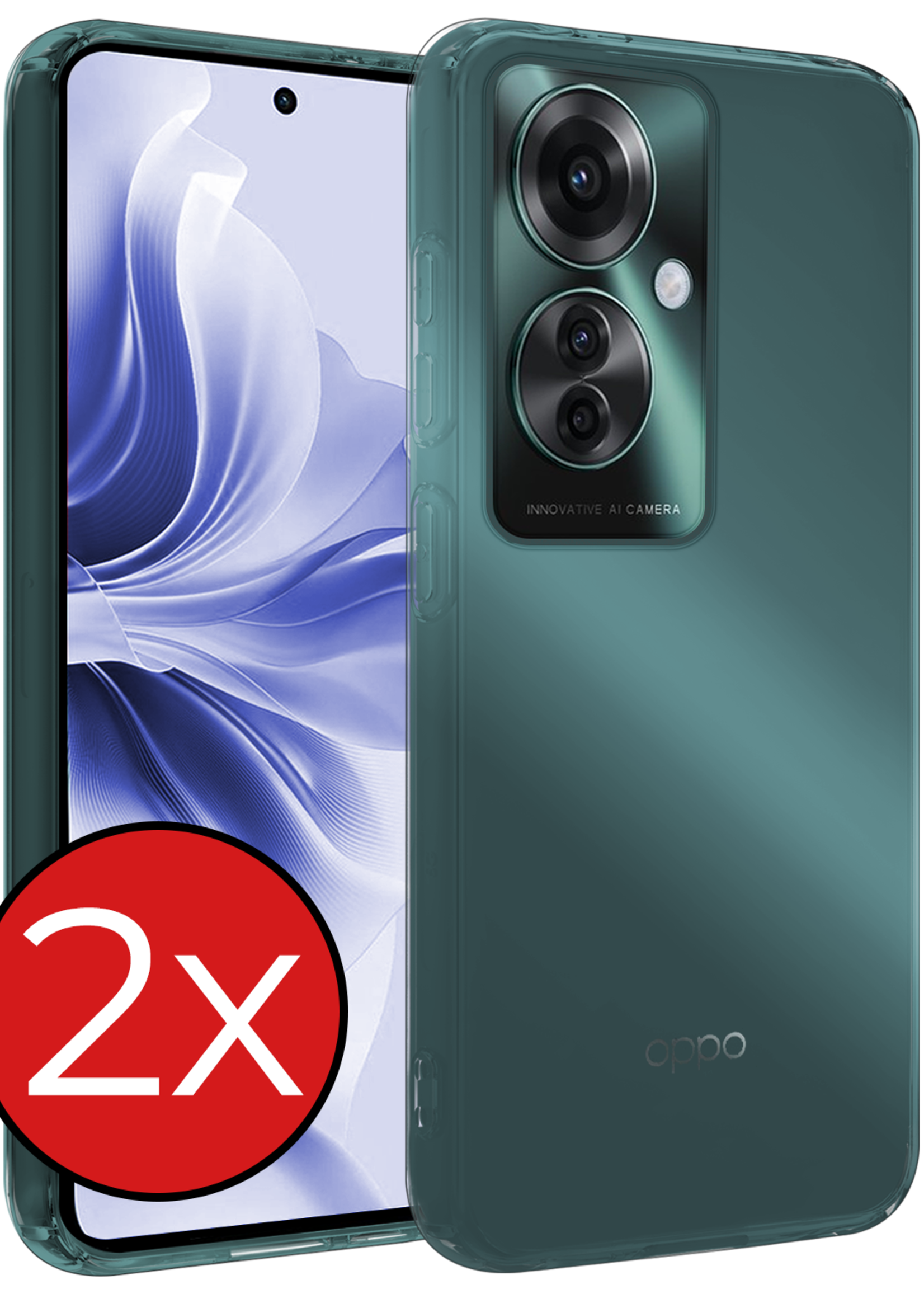 BTH Hoesje Geschikt voor Oppo Reno11 F Hoesje Siliconen Case Hoes - Hoes Geschikt voor Oppo Reno11 F Hoes Cover Case - Transparant - 2 PACK