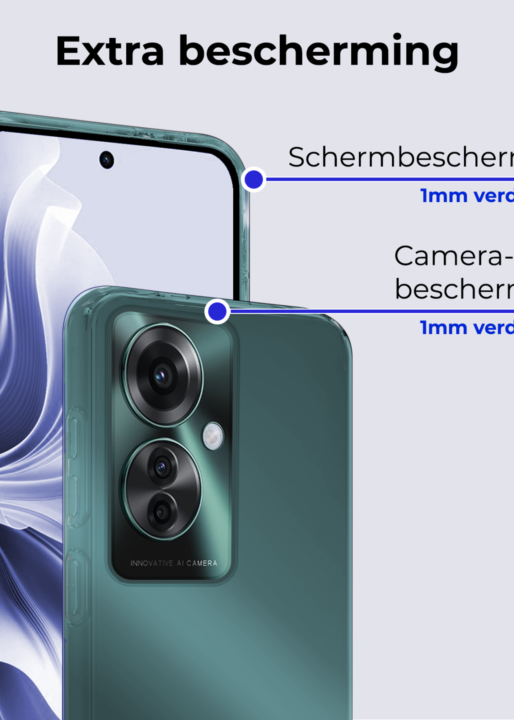 BTH Hoesje Geschikt voor Oppo Reno11 F Hoesje Siliconen Case Hoes Met Screenprotector - Hoes Geschikt voor Oppo Reno11 F Hoes Cover Case - Transparant