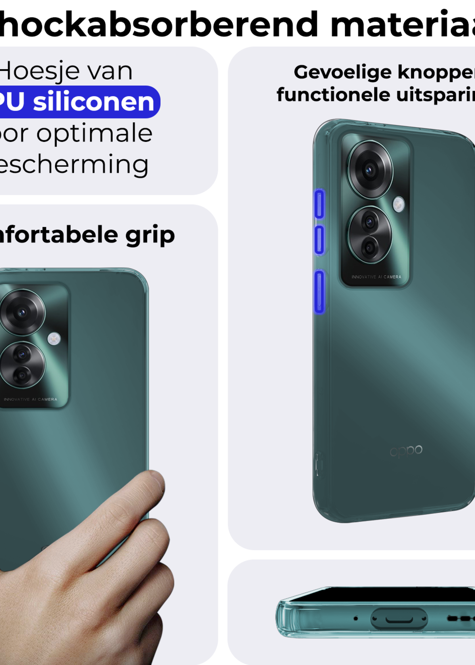 BTH Hoesje Geschikt voor Oppo Reno11 F Hoesje Siliconen Case Hoes Met Screenprotector - Hoes Geschikt voor Oppo Reno11 F Hoes Cover Case - Transparant