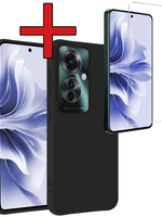 BTH BTH Oppo Reno11 F Hoesje Siliconen Met Screenprotector - Zwart