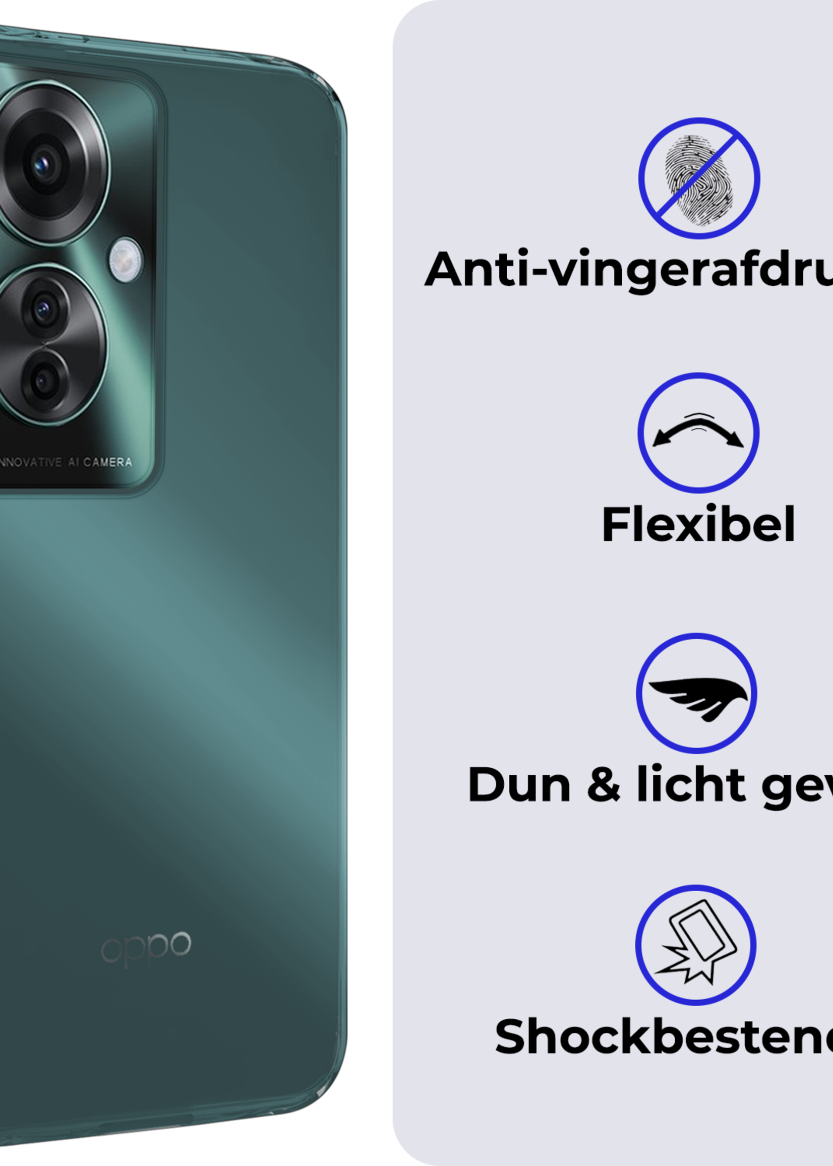 BTH Hoesje Geschikt voor Oppo Reno11 F Hoesje Siliconen Case Hoes Met 2x Screenprotector - Hoes Geschikt voor Oppo Reno11 F Hoes Cover Case - Transparant