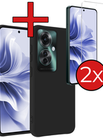 BTH BTH Oppo Reno11 F Hoesje Siliconen Met 2x Screenprotector - Zwart