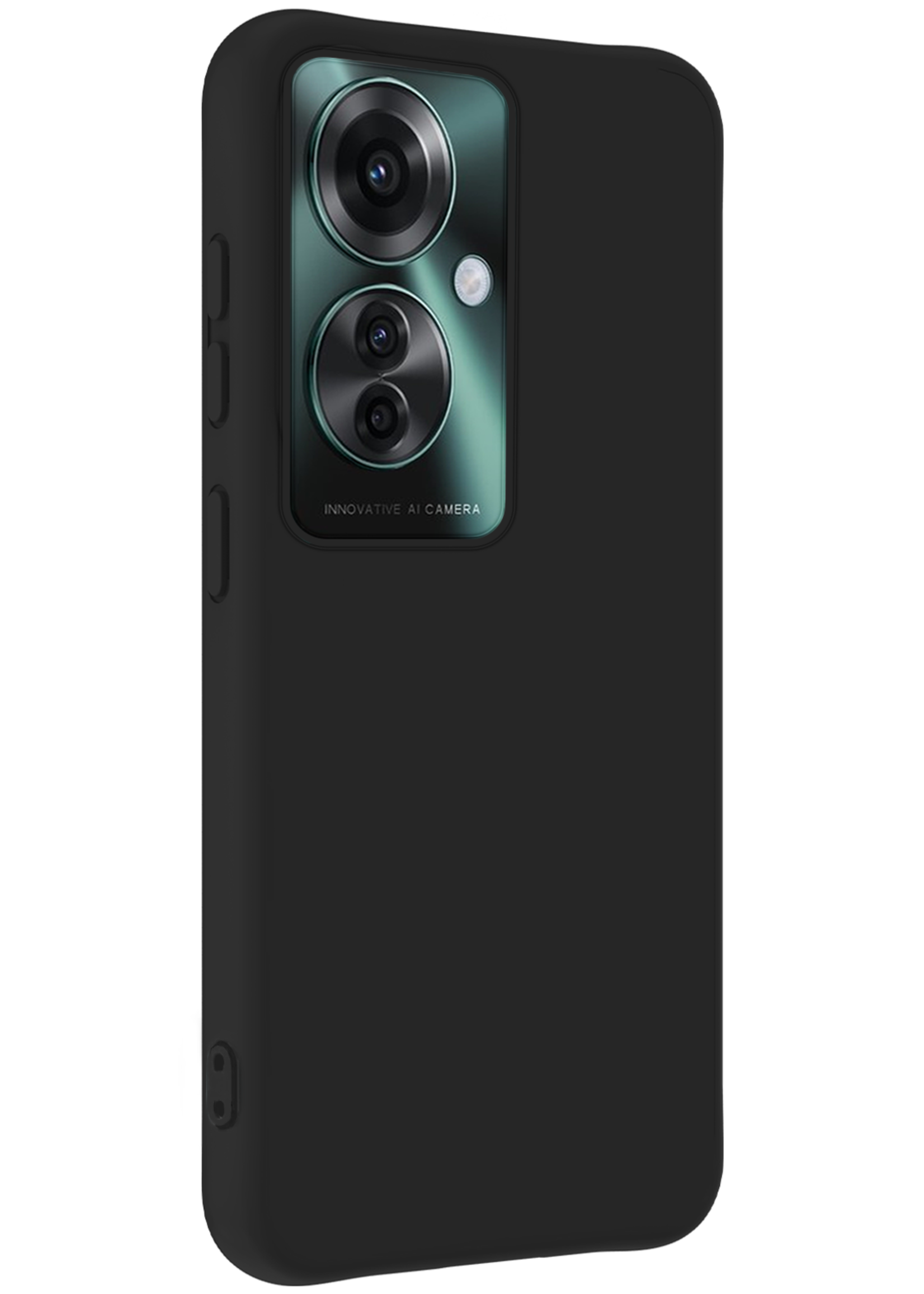BTH Hoesje Geschikt voor Oppo Reno11 F Hoesje Siliconen Case Hoes Met 2x Screenprotector - Hoes Geschikt voor Oppo Reno11 F Hoes Cover Case - Zwart