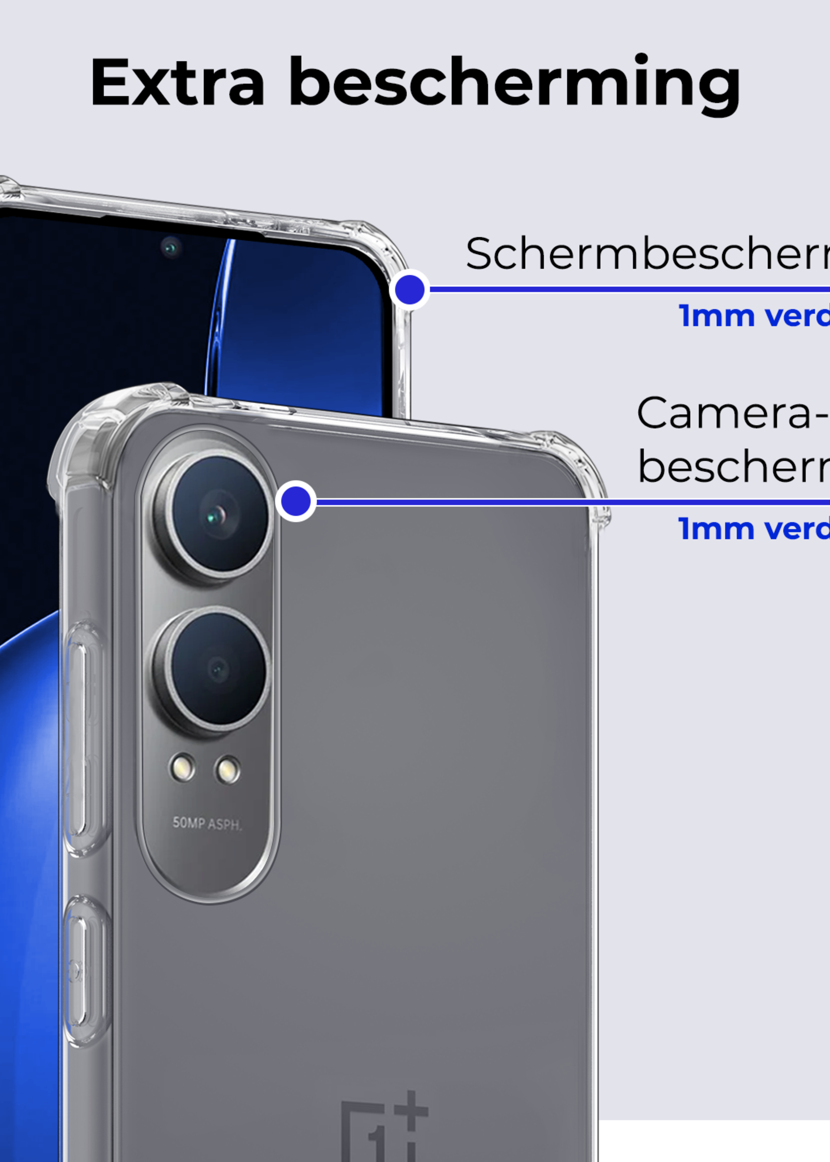 BTH Hoesje Geschikt voor OnePlus Nord CE4 Lite Hoesje Siliconen Shock Proof Case Hoes - Hoes Geschikt voor OnePlus Nord CE4 Lite Hoes Cover Case Shockproof - Transparant