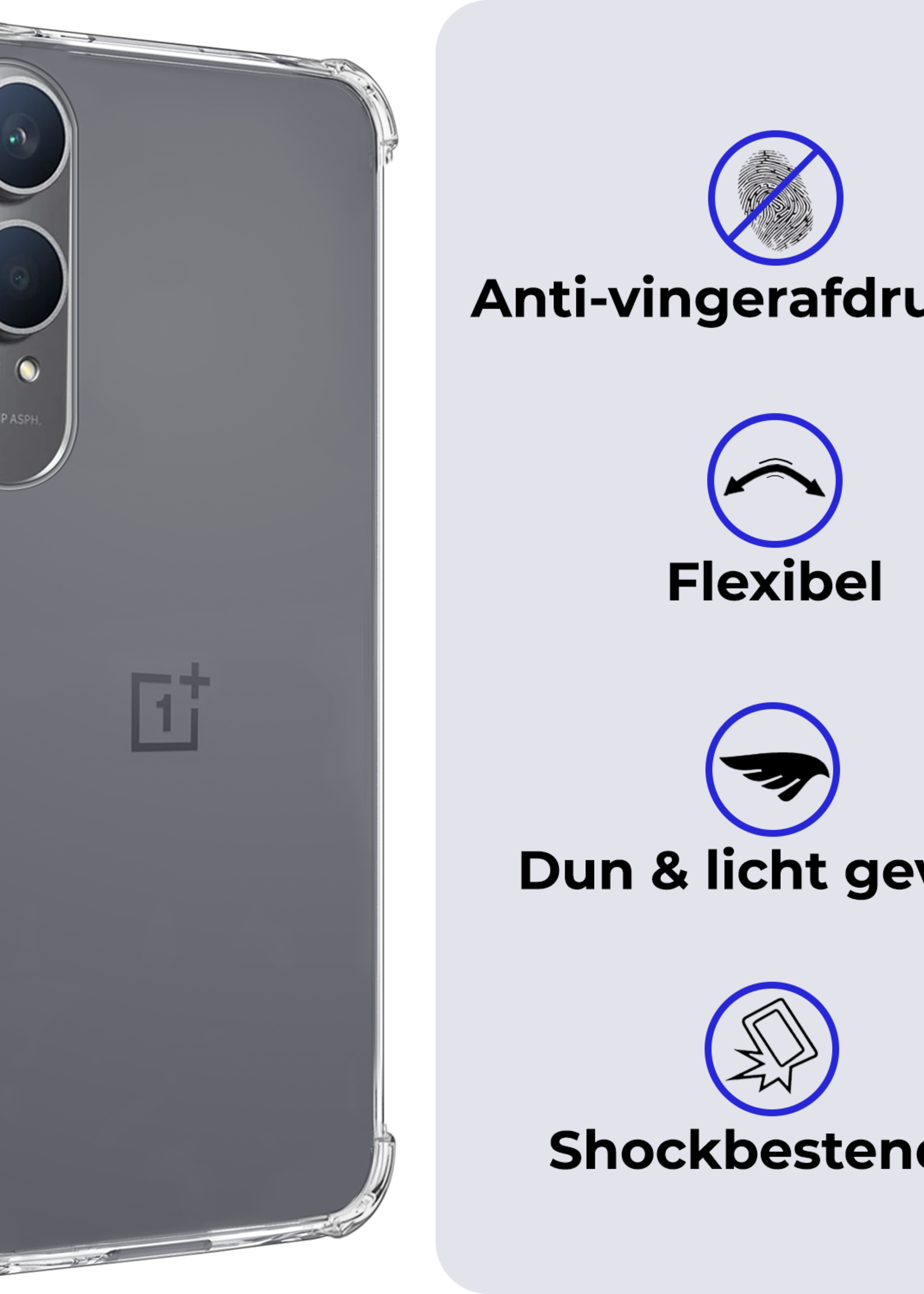 BTH Hoesje Geschikt voor OnePlus Nord CE4 Lite Hoesje Siliconen Shock Proof Case Hoes - Hoes Geschikt voor OnePlus Nord CE4 Lite Hoes Cover Case Shockproof - Transparant - 2 PACK