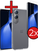 BTH BTH OnePlus Nord CE4 Lite Hoesje Siliconen Met 2x Screenprotector - Zwart