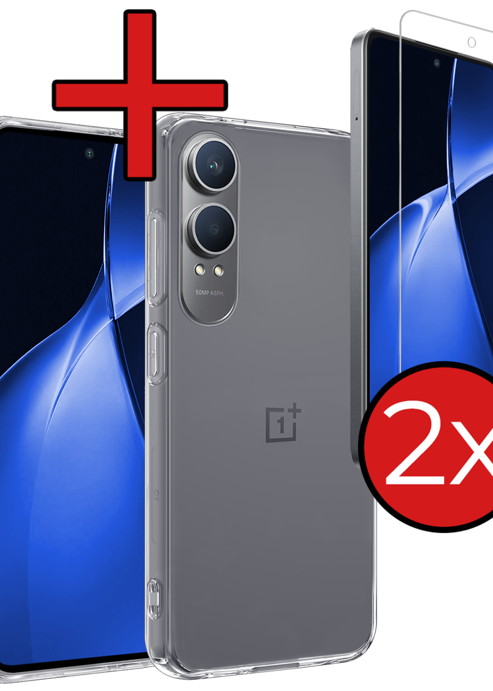 BTH Hoesje Geschikt voor OnePlus Nord CE4 Lite Hoesje Siliconen Case Hoes Met 2x Screenprotector - Hoes Geschikt voor OnePlus Nord CE4 Lite Hoes Cover Case - Zwart