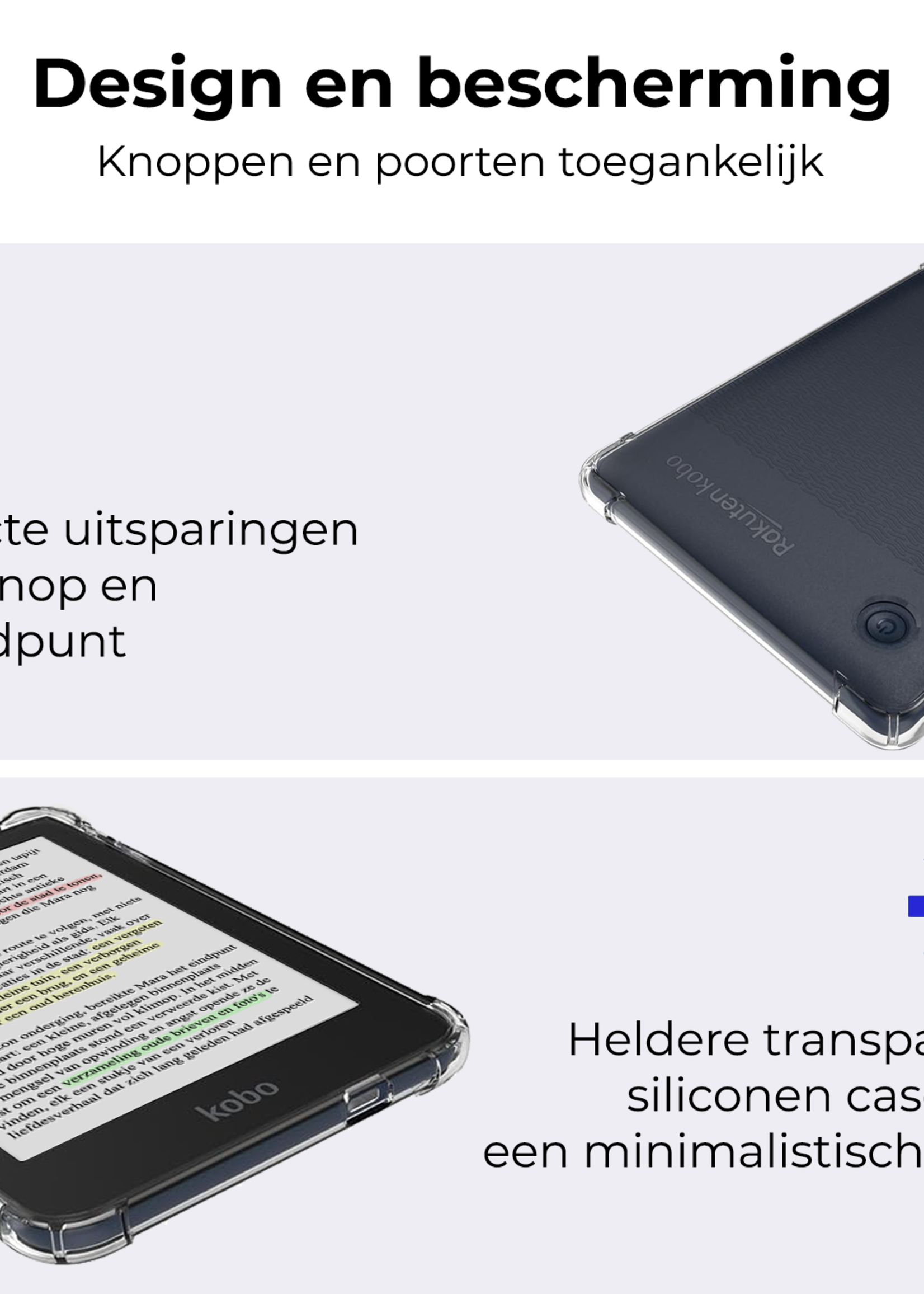 BTH Hoes Geschikt voor Kobo Clara Colour Hoesje Siliconen Case Hoes Back Cover - Transparant