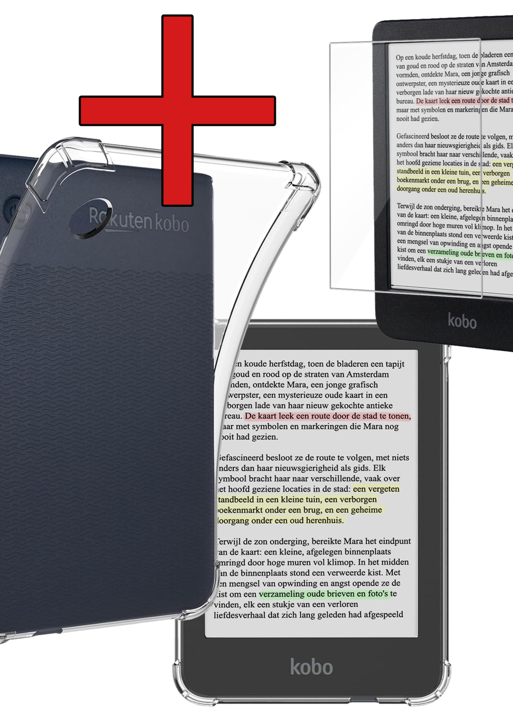 BTH Hoes Geschikt voor Kobo Clara Colour Hoesje Siliconen Case Hoes Back Cover Met Screenprotector - Transparant