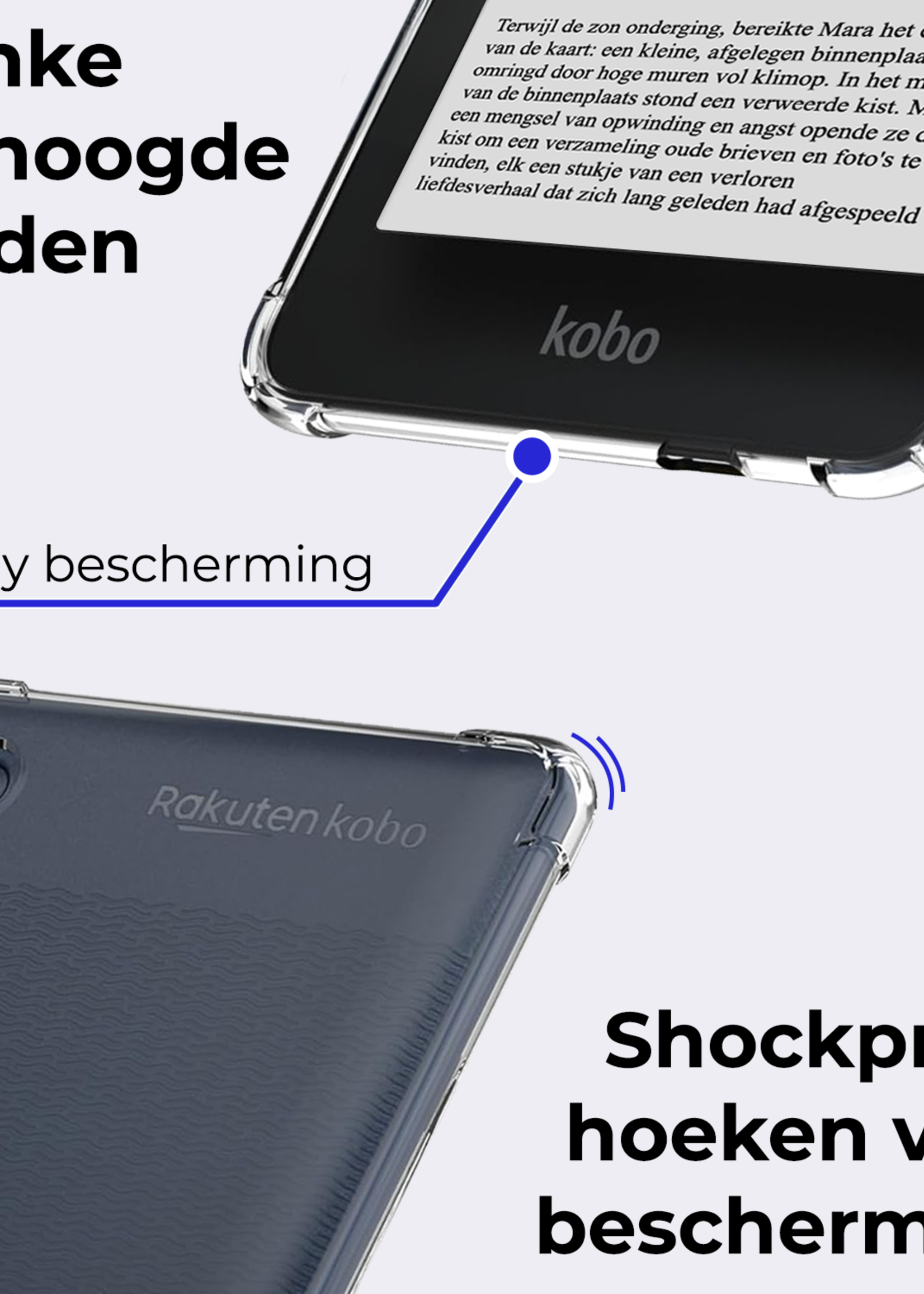 BTH Hoes Geschikt voor Kobo Clara BW Hoesje Siliconen Case Hoes Back Cover Met Screenprotector - Transparant