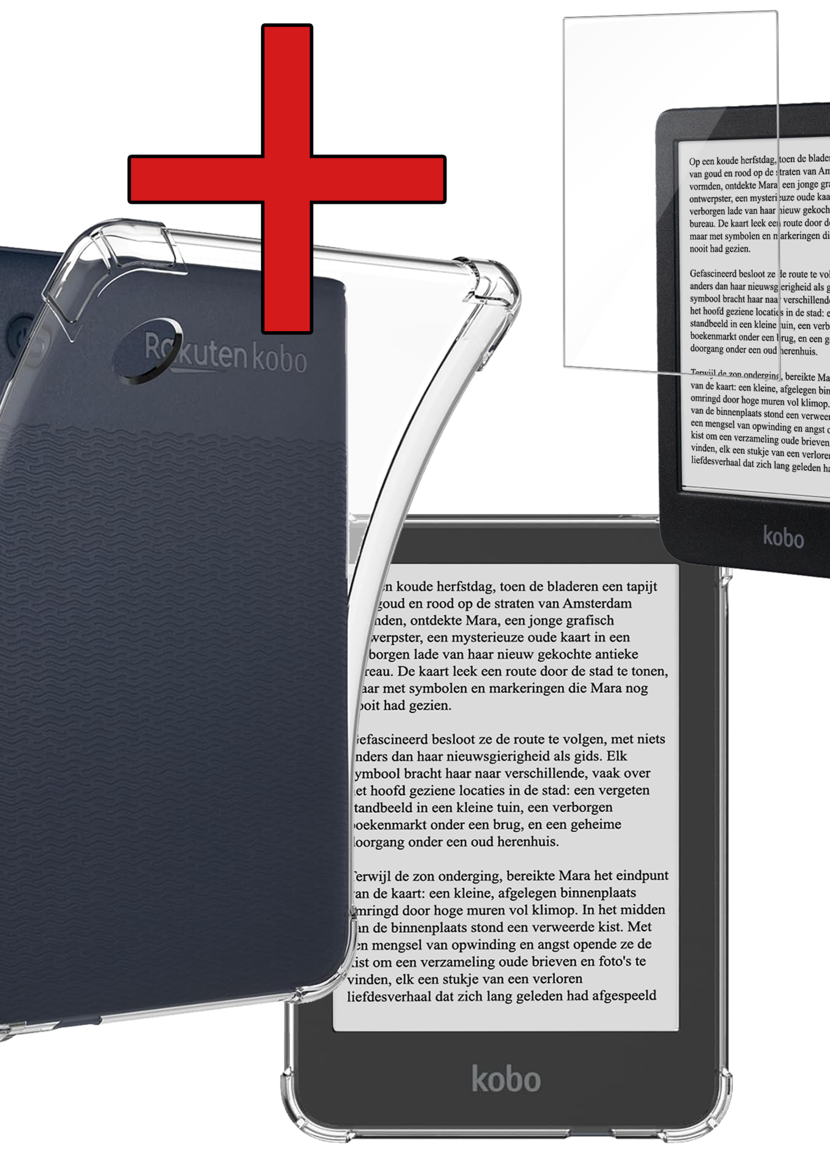 BTH Hoes Geschikt voor Kobo Clara BW Hoesje Siliconen Case Hoes Back Cover Met Screenprotector - Transparant