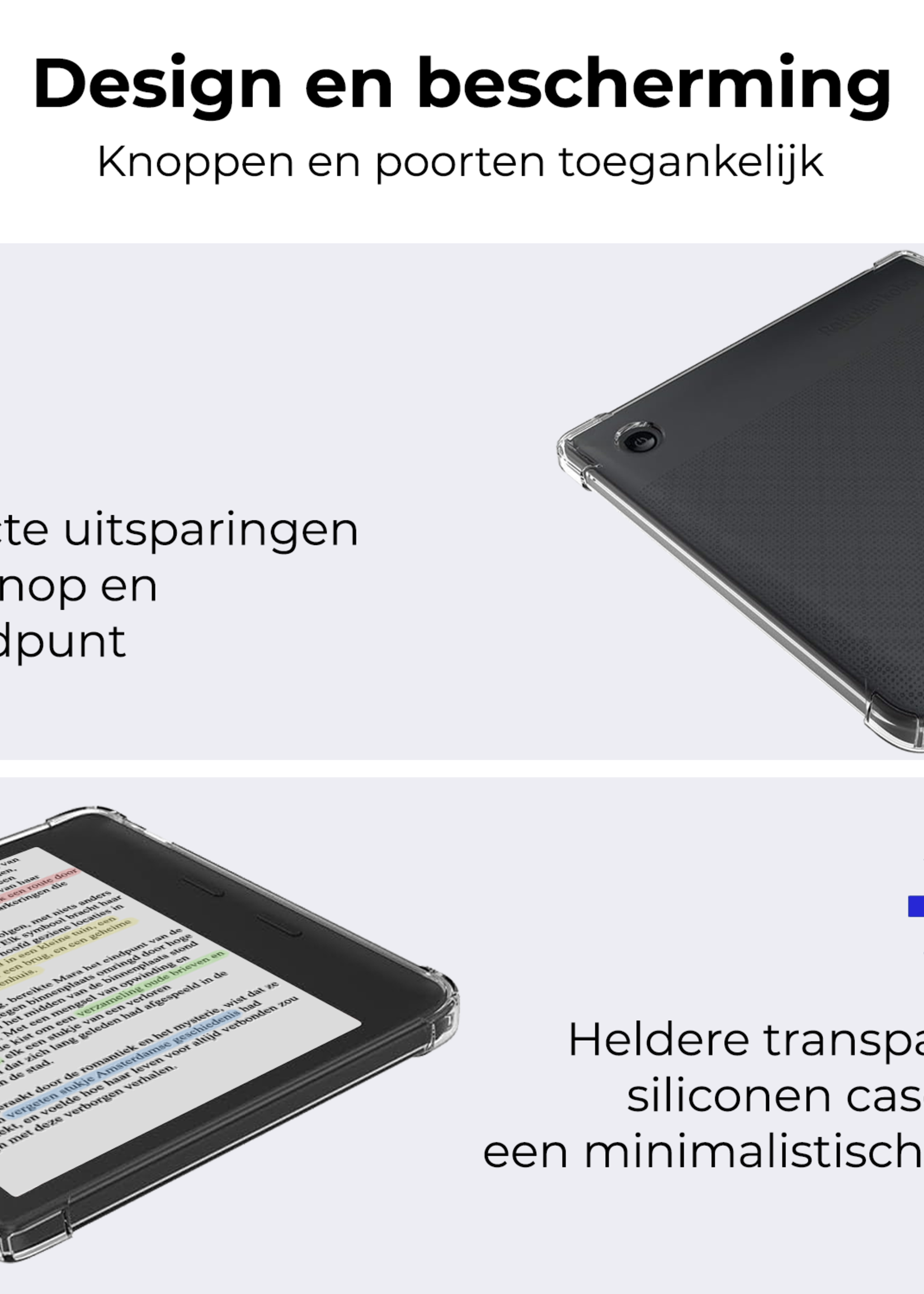 BTH Hoes Geschikt voor Kobo Libra Colour Hoesje Siliconen Case Hoes Back Cover Met Screenprotector - Transparant