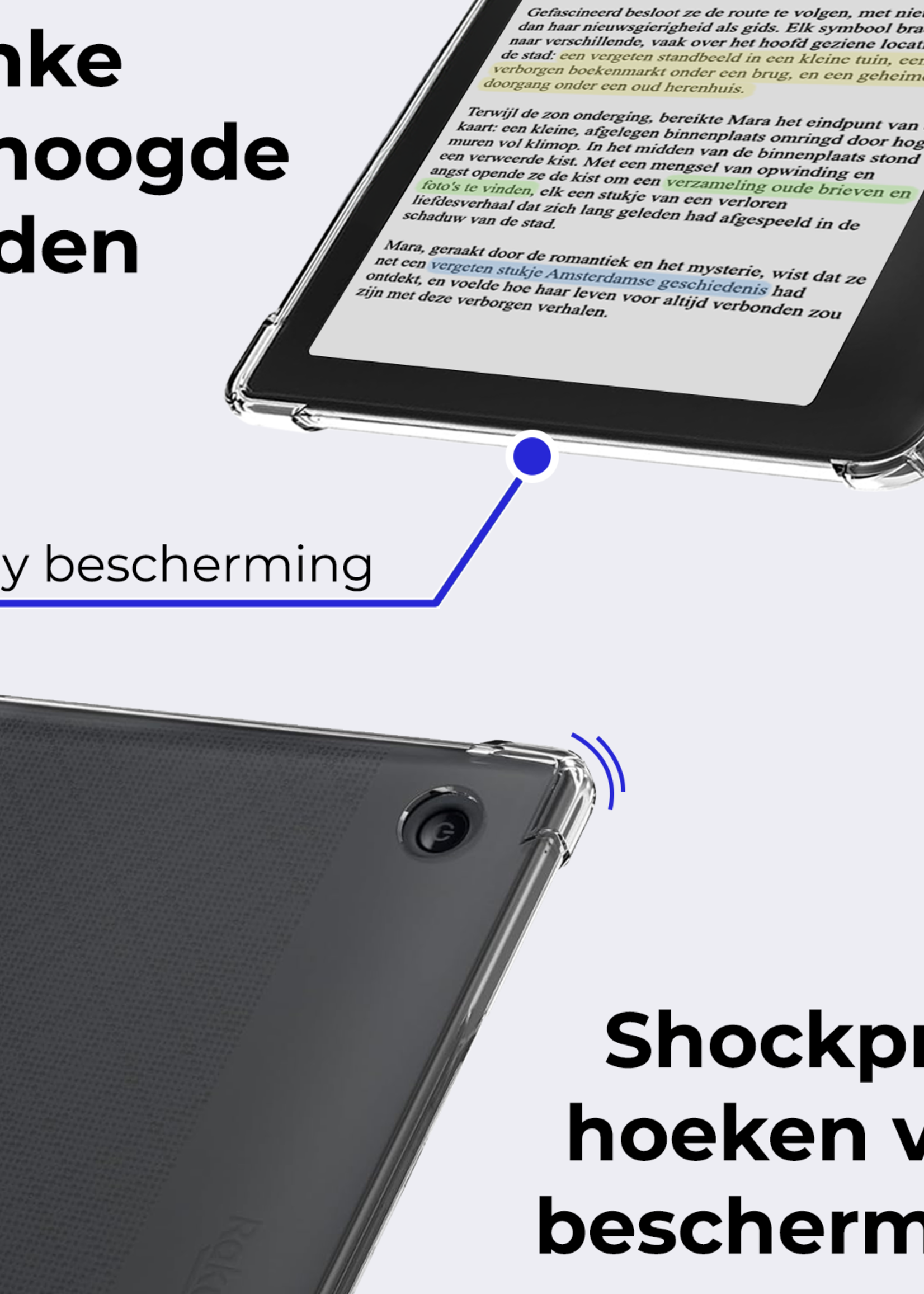 BTH Hoes Geschikt voor Kobo Libra Colour Hoesje Siliconen Case Hoes Back Cover Met Screenprotector - Transparant