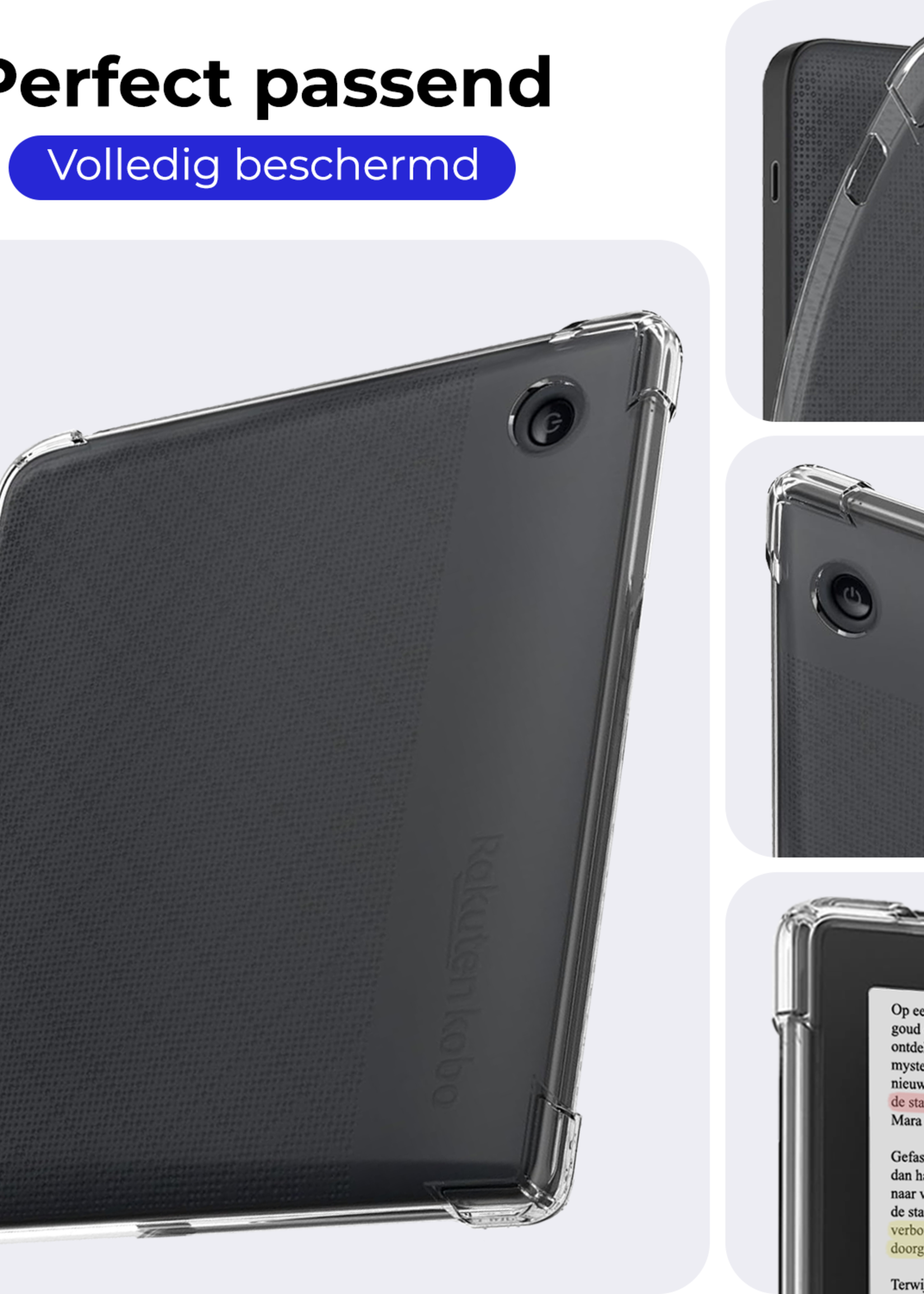 BTH Hoes Geschikt voor Kobo Libra Colour Hoesje Siliconen Case Hoes Back Cover Met Screenprotector - Transparant