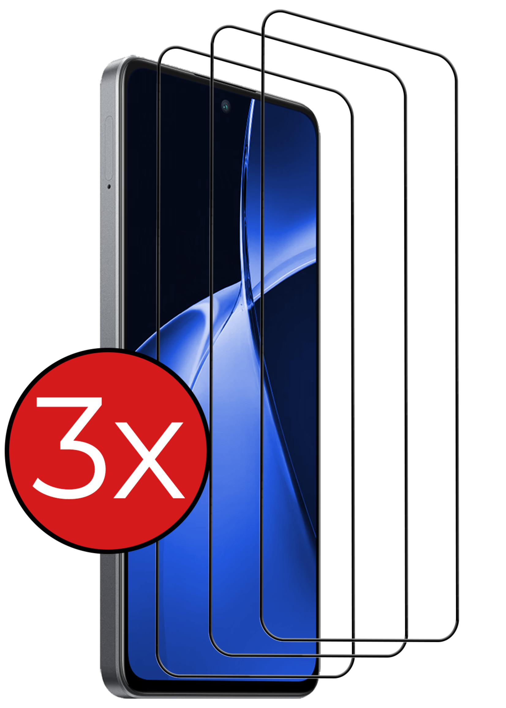 BTH Screenprotector Geschikt voor OnePlus Nord CE4 Lite Screenprotector Glas Gehard Tempered Glass Full Cover - Screenprotector Geschikt voor OnePlus Nord CE4 Lite Screen Protector Screen Cover - 3 PACK