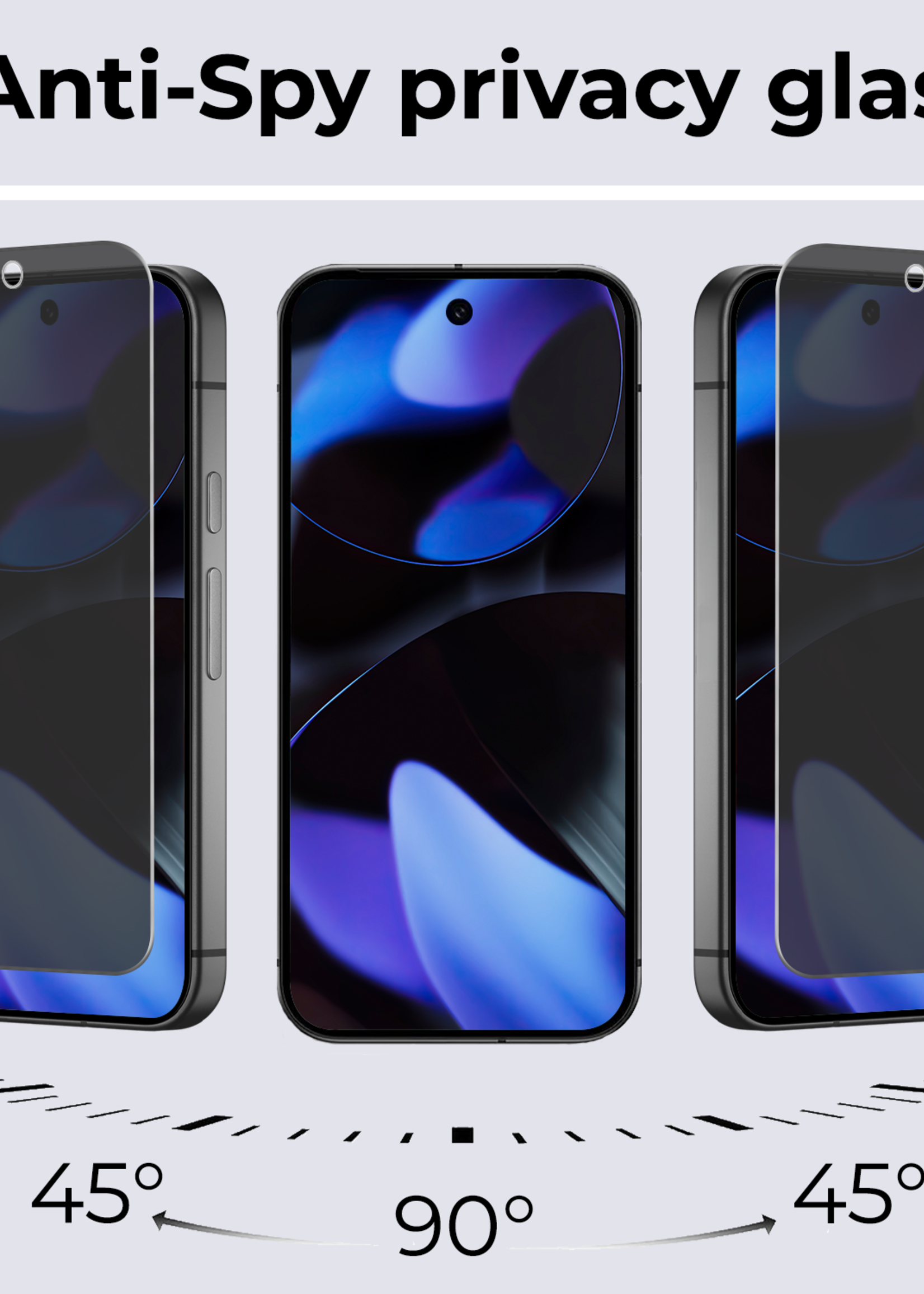 BTH Screenprotector Geschikt voor Google Pixel 9 Pro XL Screenprotector Privacy Glas Gehard Full Cover - Screenprotector Geschikt voor Google Pixel 9 Pro XL Screenprotector Privacy Tempered Glass