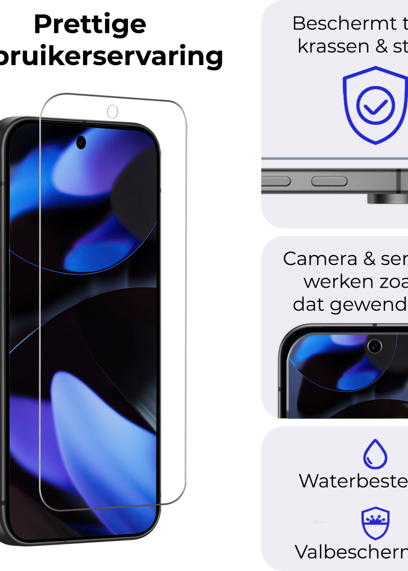 BTH Screenprotector Geschikt voor Google Pixel 9 Pro XL Screenprotector Glas Gehard Tempered Glass - Screenprotector Geschikt voor Google Pixel 9 Pro XL Screen Protector Screen Cover