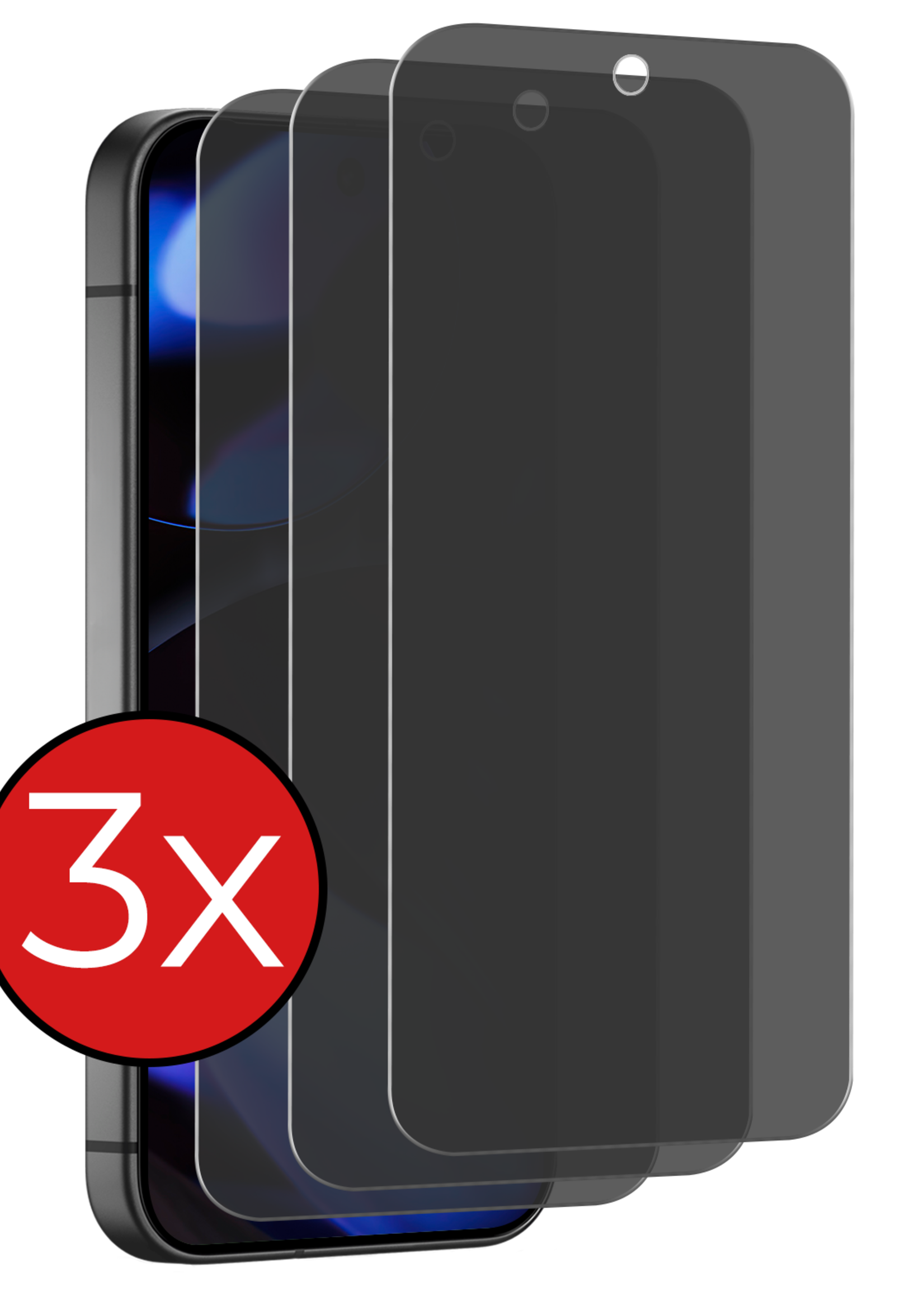 BTH Screenprotector Geschikt voor Google Pixel 9 Screenprotector Privacy Glas Gehard Full Cover - Screenprotector Geschikt voor Google Pixel 9 Screenprotector Privacy Tempered Glass - 3 PACK