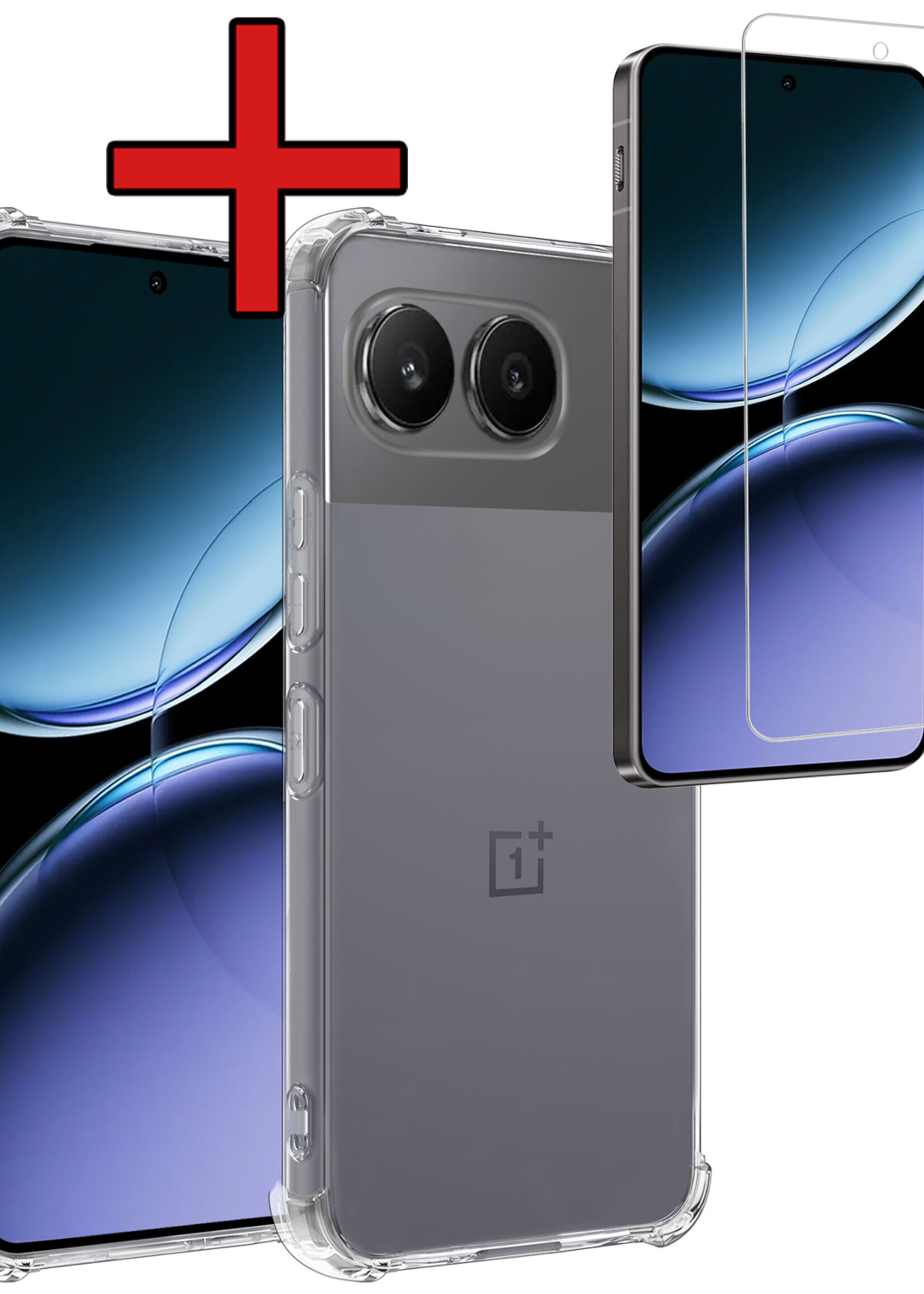 BTH Hoesje Geschikt voor OnePlus Nord 4 Hoesje Siliconen Shock Proof Case Hoes Met Screenprotector - Hoes Geschikt voor OnePlus Nord 4 Hoes Cover Case Shockproof - Transparant