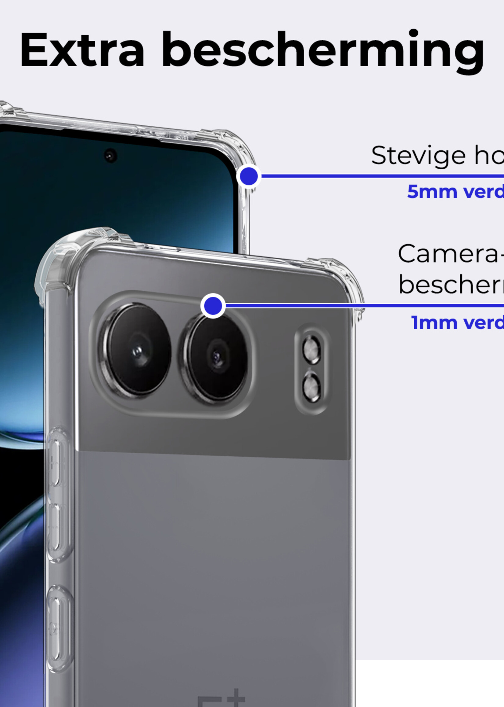 BTH Hoesje Geschikt voor OnePlus Nord 4 Hoesje Siliconen Shock Proof Case Hoes Met 2x Screenprotector - Hoes Geschikt voor OnePlus Nord 4 Hoes Cover Case Shockproof - Transparant