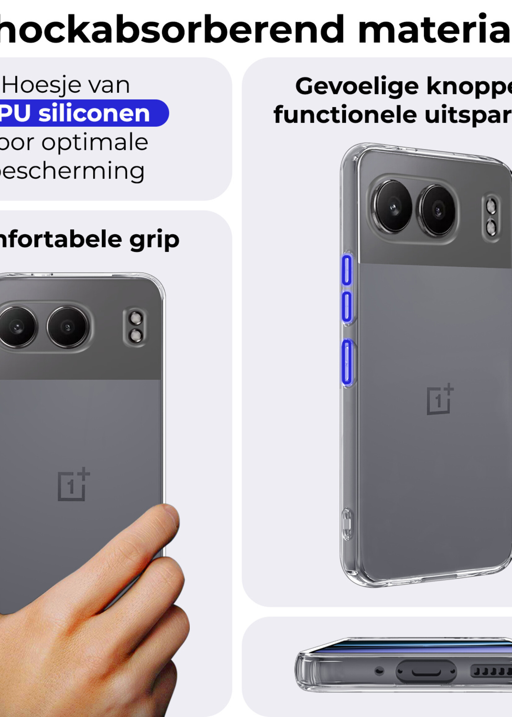 BTH Hoesje Geschikt voor OnePlus Nord 4 Hoesje Siliconen Case Hoes - Hoes Geschikt voor OnePlus Nord 4 Hoes Cover Case - Transparant