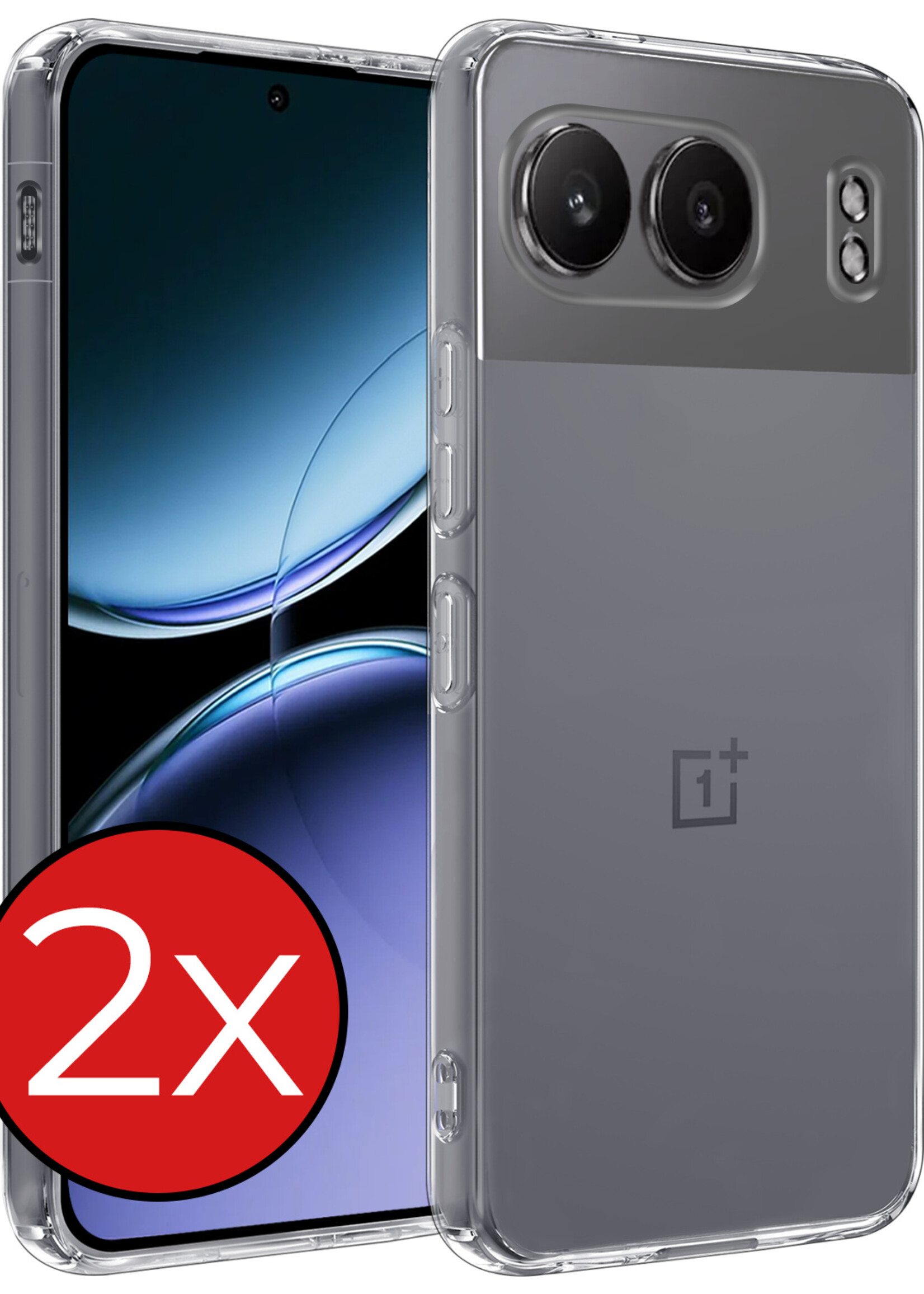 BTH Hoesje Geschikt voor OnePlus Nord 4 Hoesje Siliconen Case Hoes - Hoes Geschikt voor OnePlus Nord 4 Hoes Cover Case - Transparant - 2 PACK