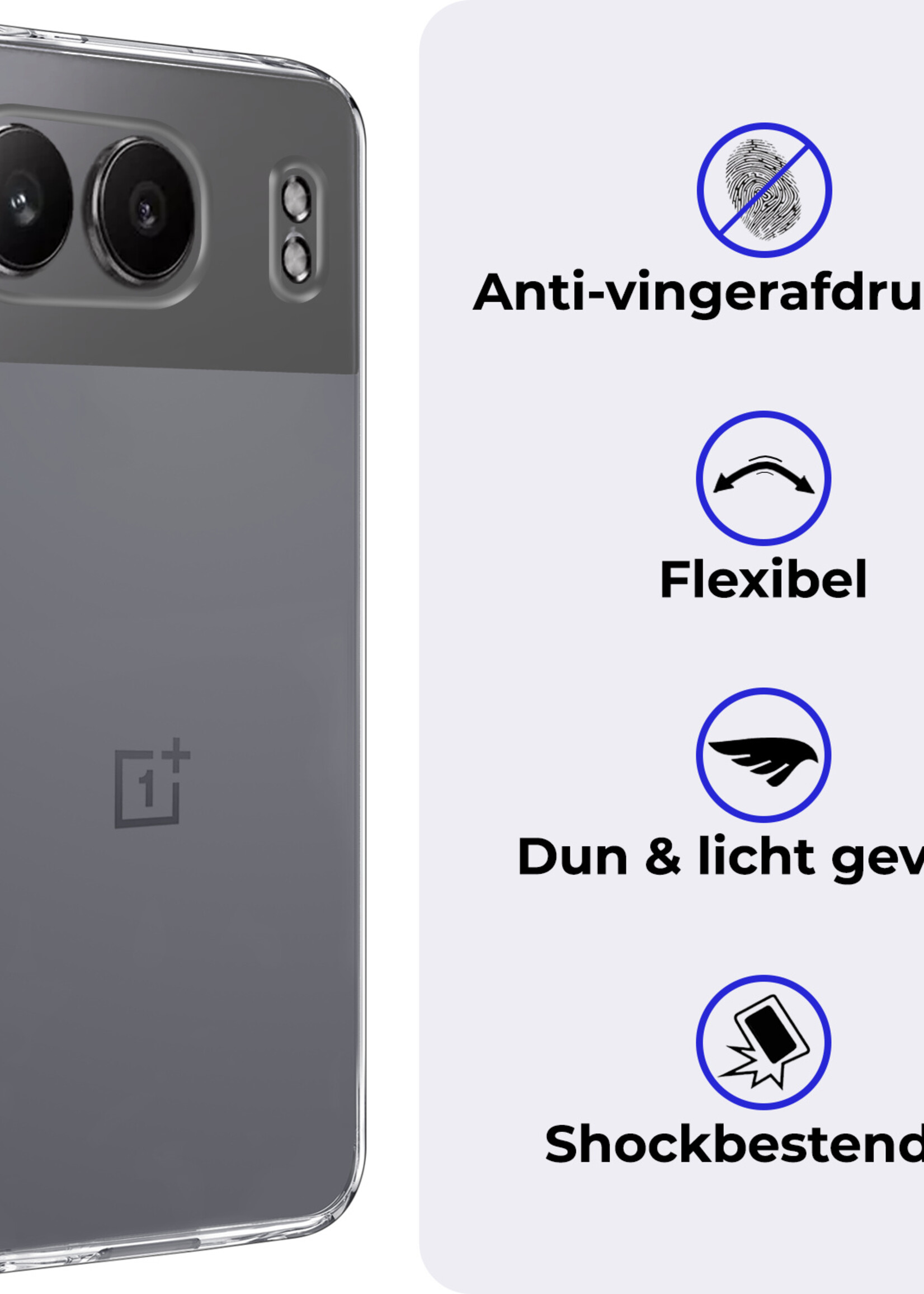 BTH Hoesje Geschikt voor OnePlus Nord 4 Hoesje Siliconen Case Hoes Met Screenprotector - Hoes Geschikt voor OnePlus Nord 4 Hoes Cover Case - Transparant