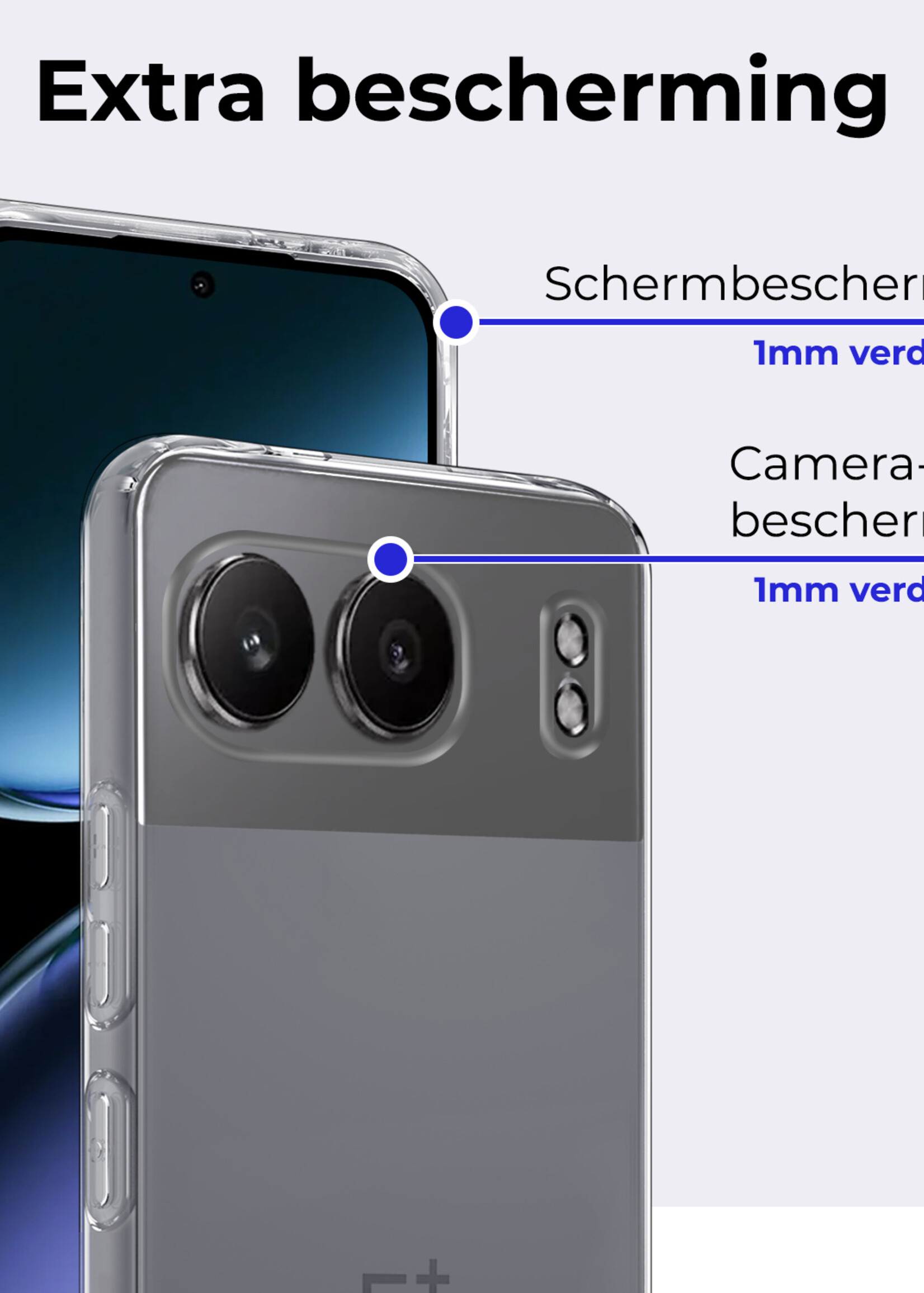 BTH Hoesje Geschikt voor OnePlus Nord 4 Hoesje Siliconen Case Hoes Met Screenprotector - Hoes Geschikt voor OnePlus Nord 4 Hoes Cover Case - Transparant