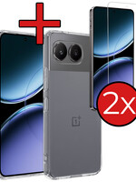 BTH BTH OnePlus Nord 4 Hoesje Siliconen Met 2x Screenprotector - Zwart