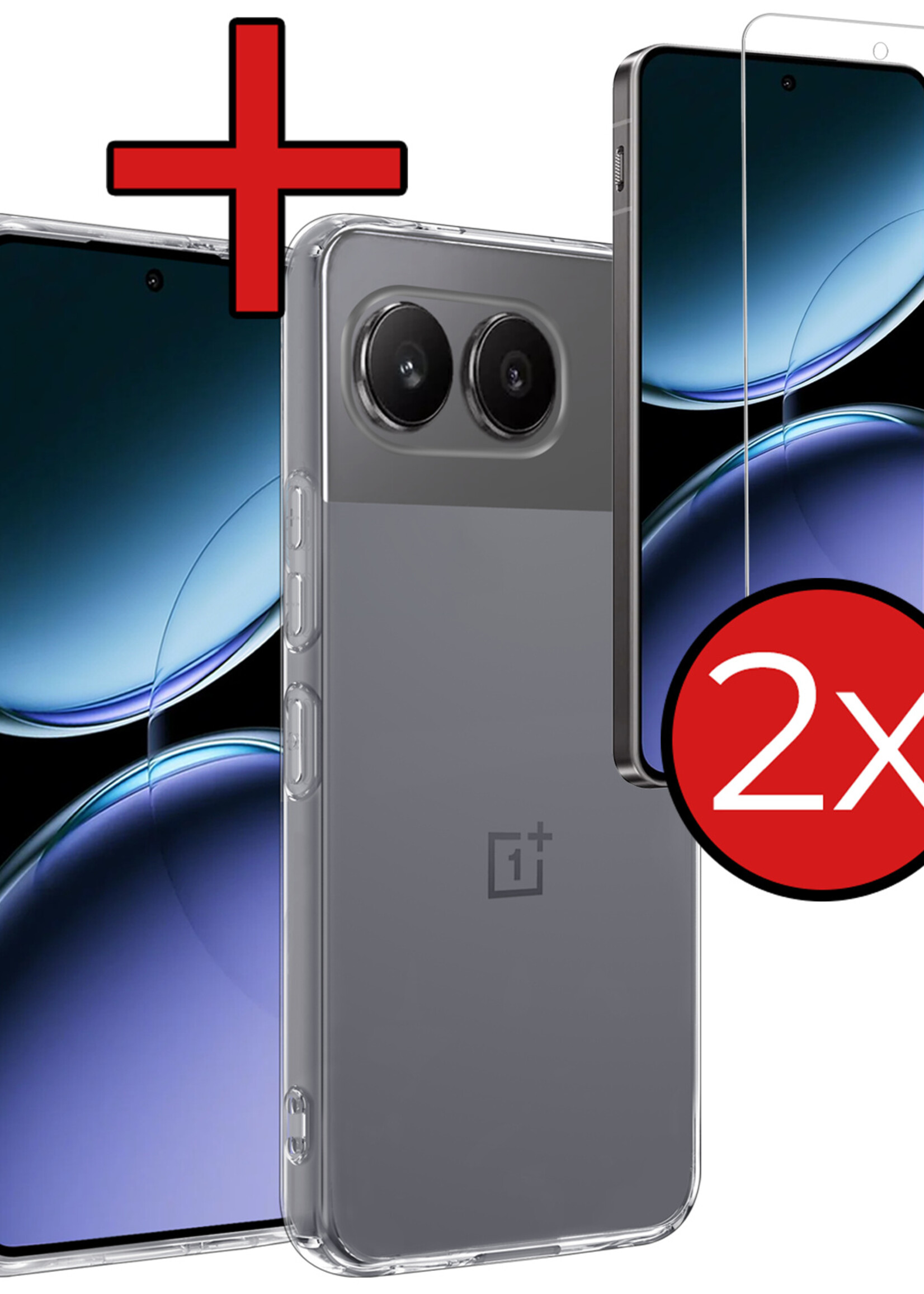 BTH Hoesje Geschikt voor OnePlus Nord 4 Hoesje Siliconen Case Hoes Met 2x Screenprotector - Hoes Geschikt voor OnePlus Nord 4 Hoes Cover Case - Zwart