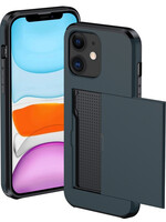 BTH BTH iPhone 11 Hoesje Pashouder Hard - Donker Blauw