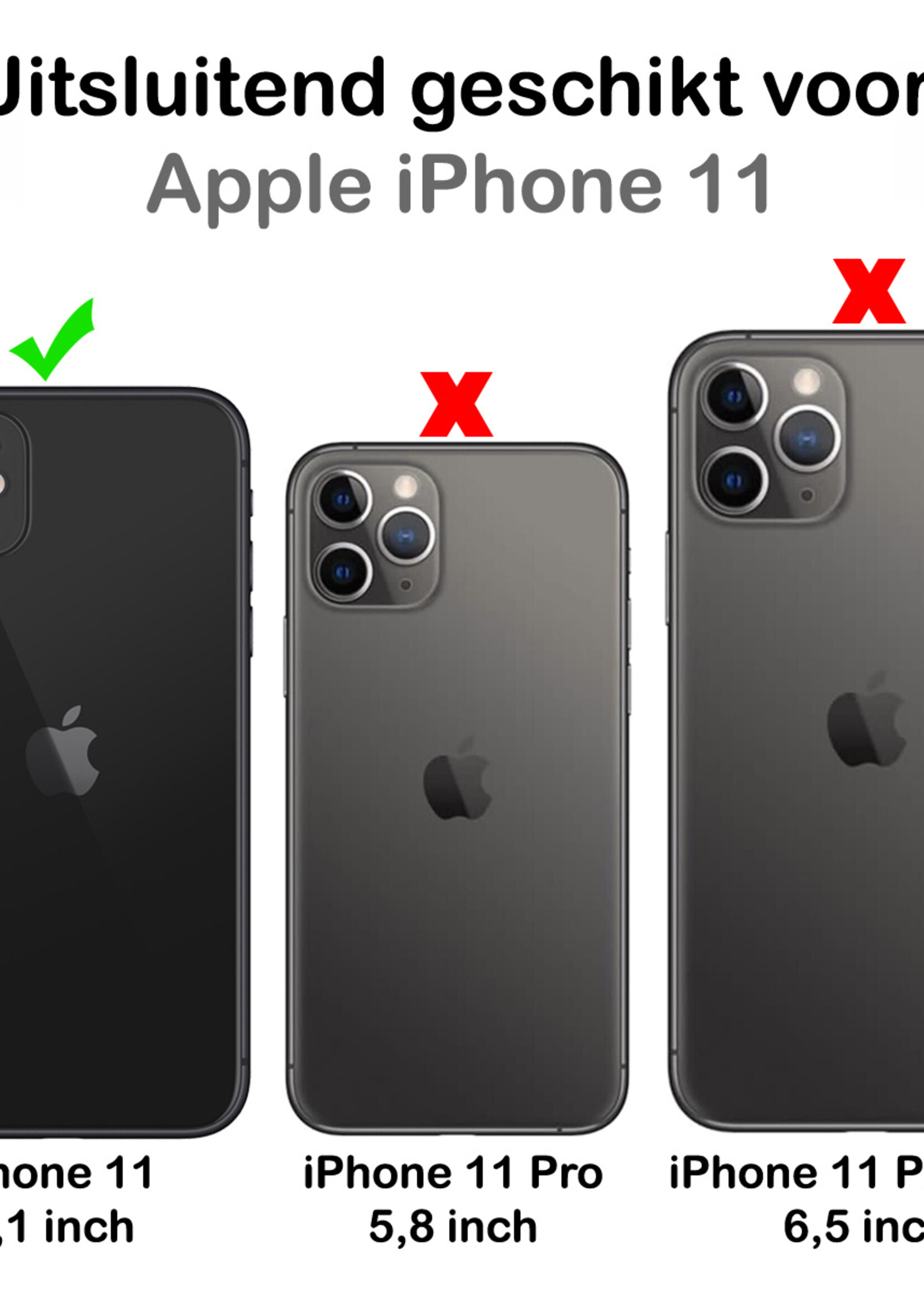 BTH Hoesje Geschikt voor iPhone 11 Hoesje Met Pasjeshouder Hard Case Met Kaarthouder - Hoes Geschikt voor iPhone 11 Hoesje Shock Proof Case - Donker Groen