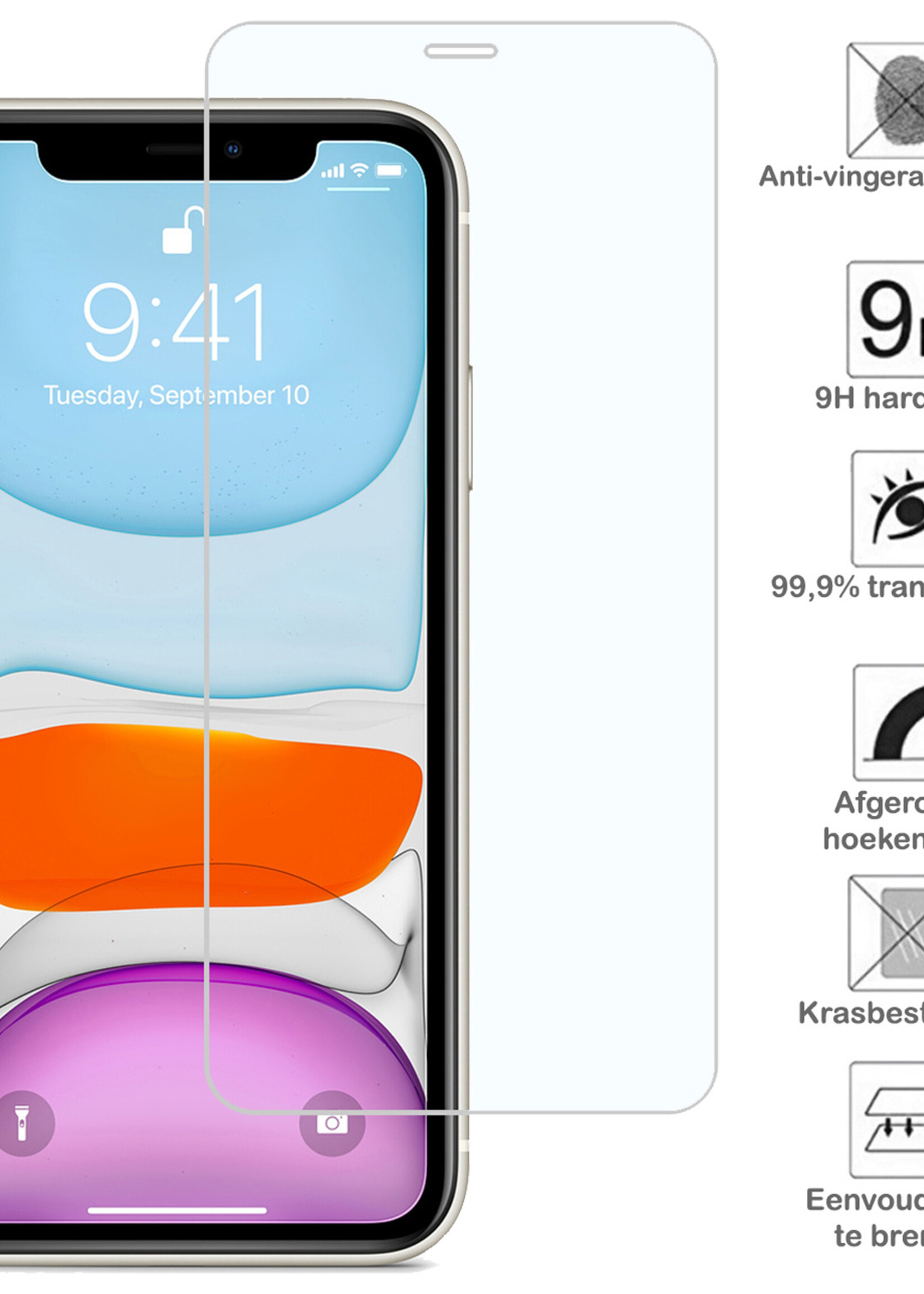 BTH Hoesje Geschikt voor iPhone 11 Hoesje Met Pasjeshouder Hard Case Met Kaarthouder Met 2x Screenprotector - Hoes Geschikt voor iPhone 11 Hoesje Shock Proof Case - Grijs