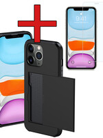BTH BTH iPhone 11 Pro Hoesje Pashouder Hard Met Screenprotector - Zwart