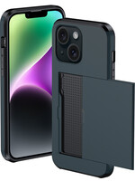 BTH BTH iPhone 14 Plus Hoesje Pashouder Hard - Donker Blauw