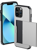 BTH BTH iPhone 14 Pro Max Hoesje Pashouder Hard - Grijs